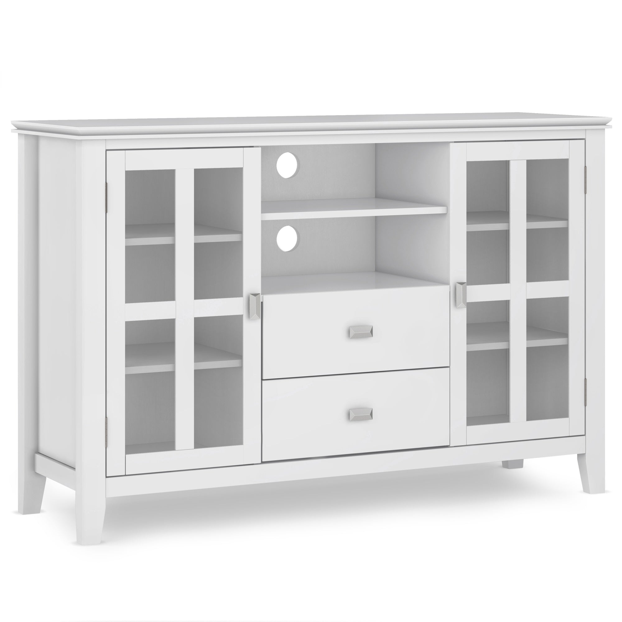 Artisan Solid Wood Tall Tv Media Stand In White For Tvs Up To 60 Inches