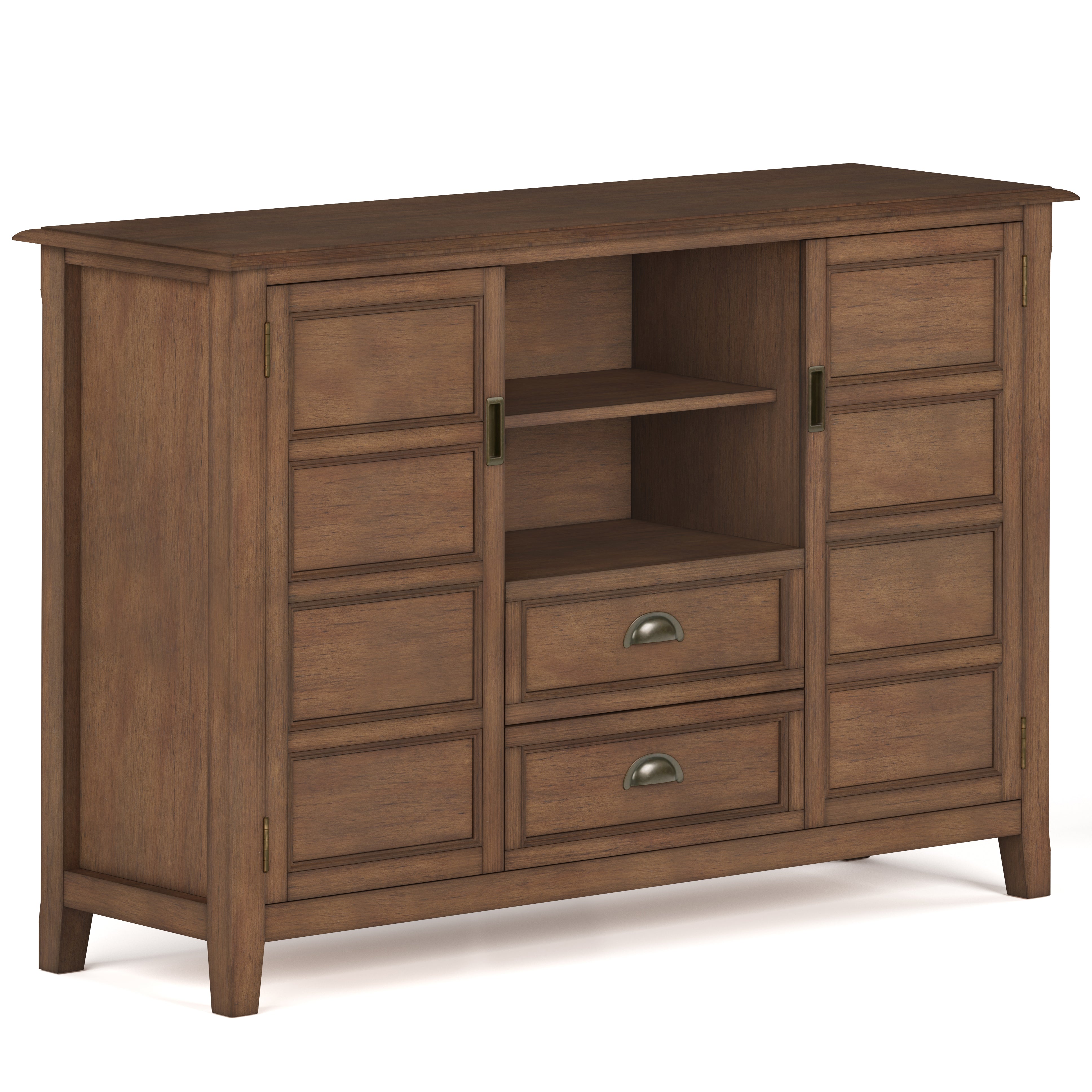 Burlington Solid Wood Tall Tv Media Stand In Rustic Natural Aged Brown For Tvs Up To 60 Inches