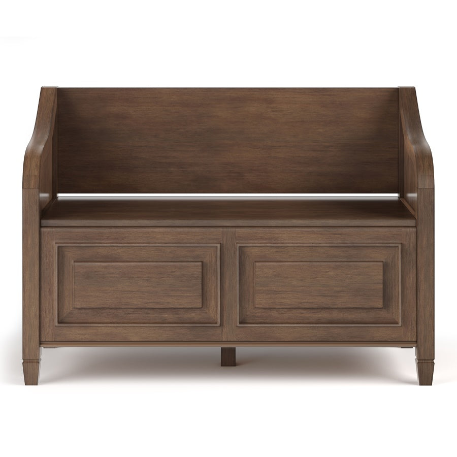 Connaught Solid Wood 42 Inch Wide Traditional Entryway Storage Bench In Rustic Natural Aged Brown