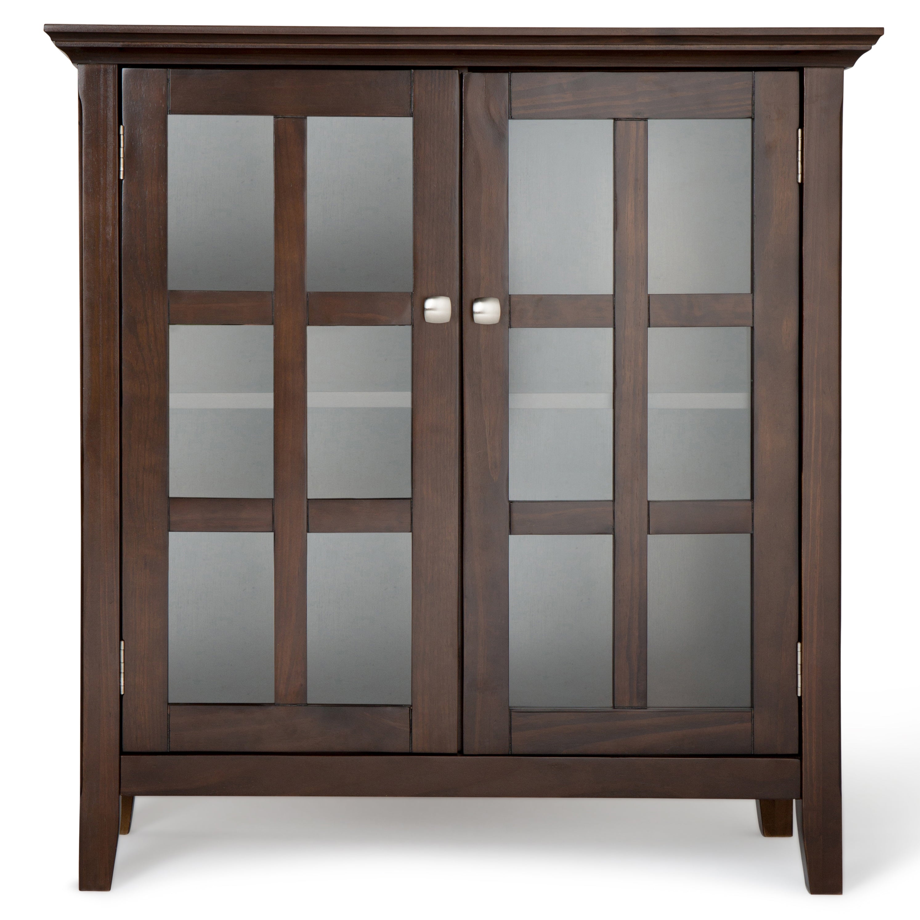 Acadian Solid Wood 35 Inch Wide Transitional Low Storage Cabinet In Brunette Brown