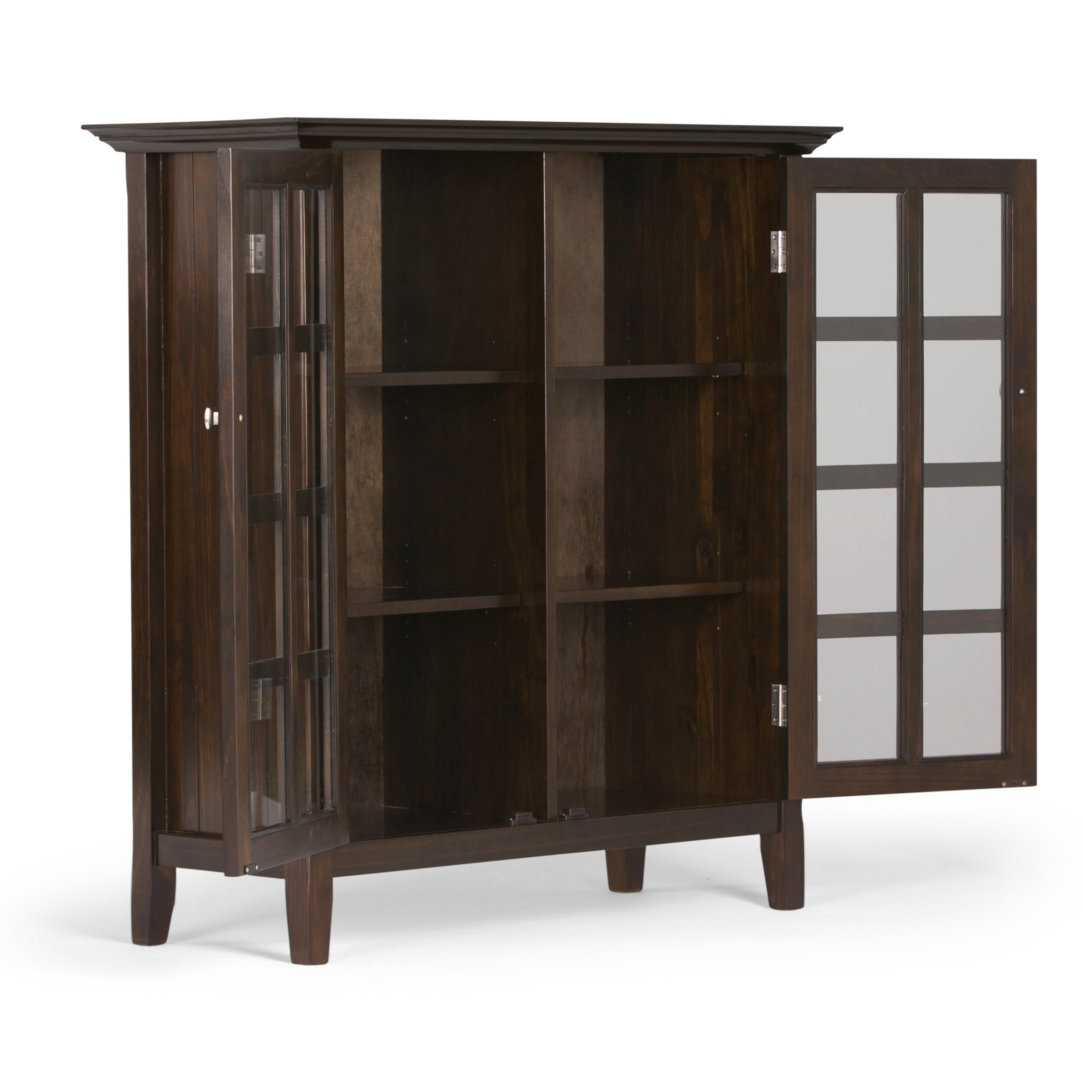 Acadian Solid Wood 39 Inch Wide Transitional Medium Storage Cabinet In Brunette Brown