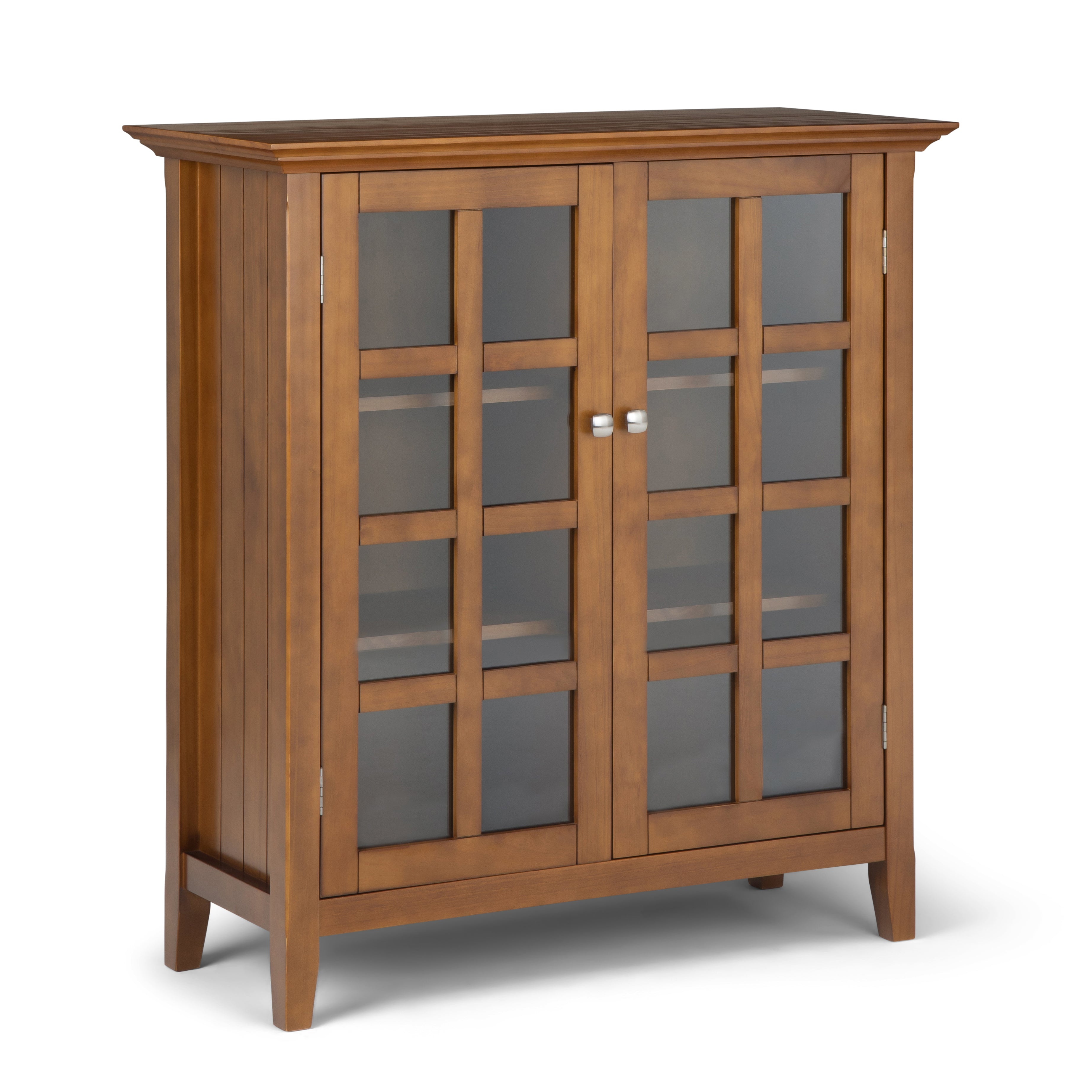 Acadian Solid Wood 39 Inch Wide Transitional Medium Storage Cabinet In Light Golden Brown