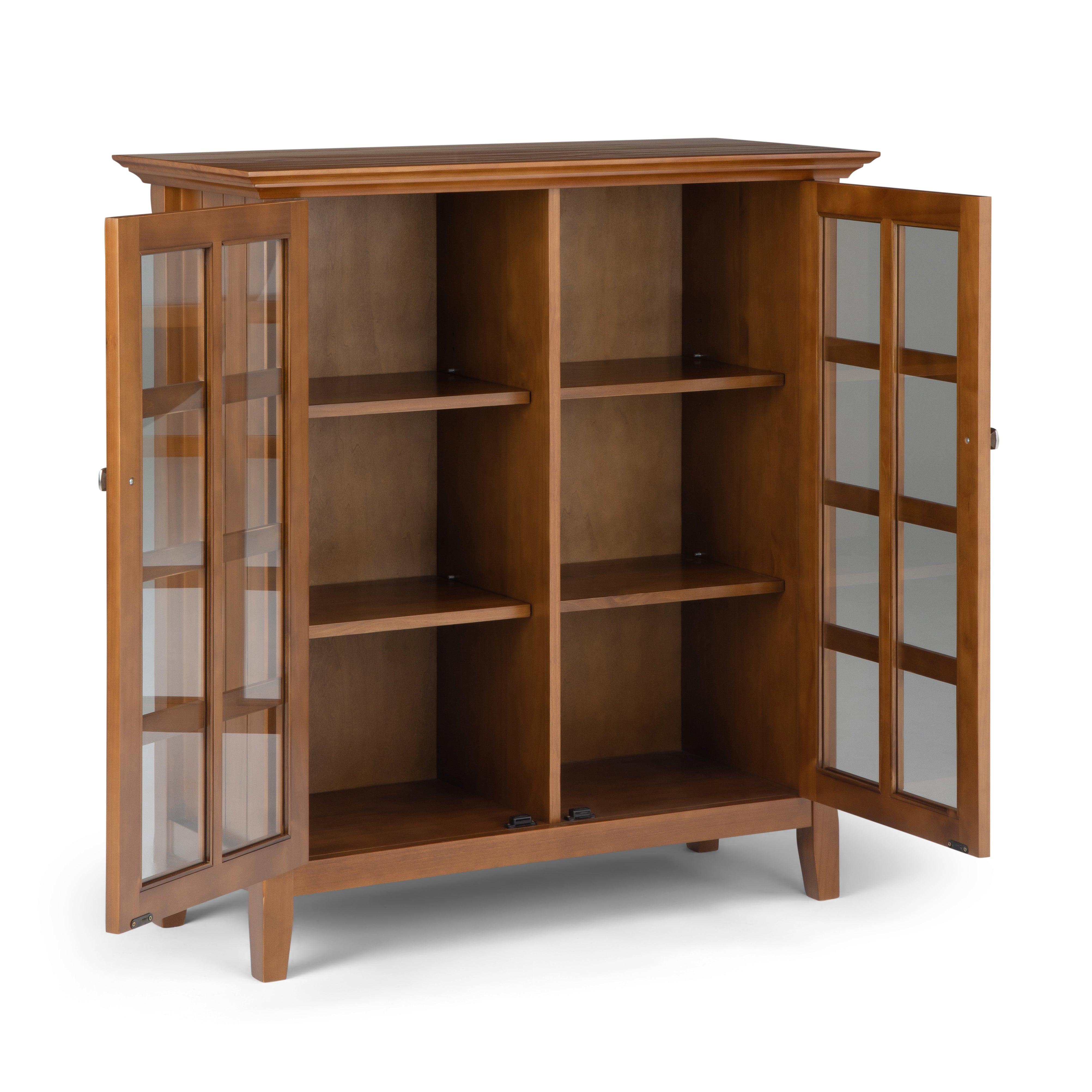 Acadian Solid Wood 39 Inch Wide Transitional Medium Storage Cabinet In Light Golden Brown