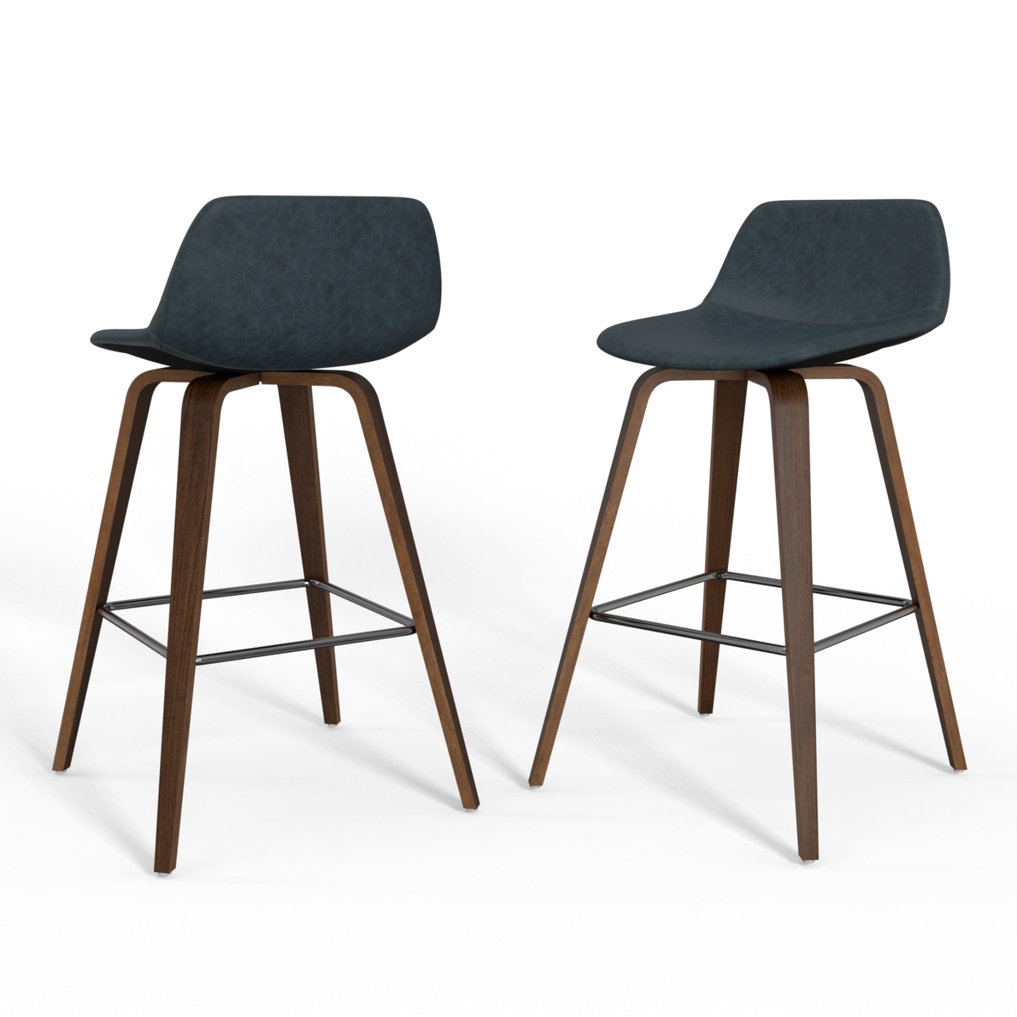 Randolph Bentwood Counter Height Stool (Set Of 2) In Distressed Blue Faux Leather