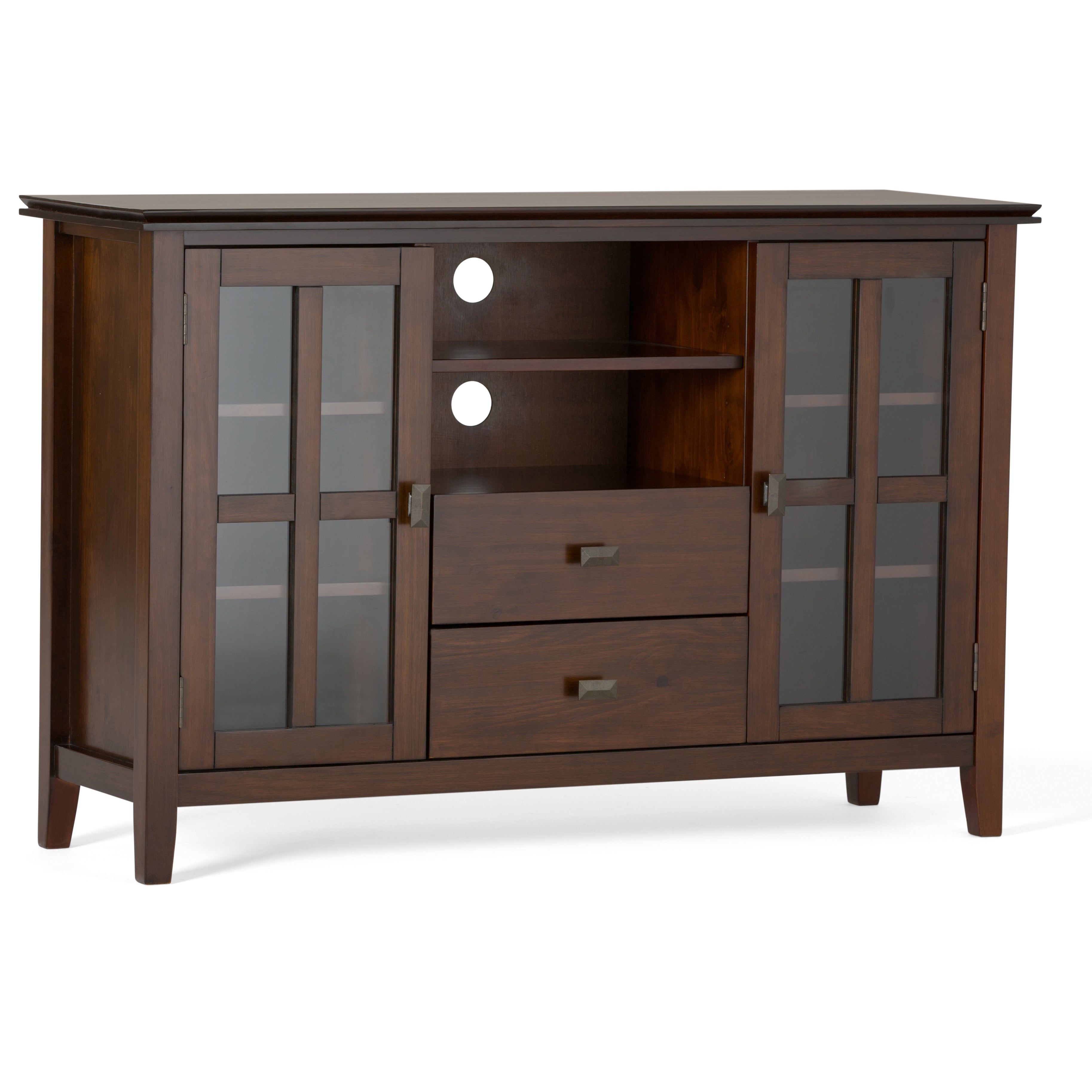 Artisan Solid Wood 53 Inch Wide Transitional Tv Media Stand In Russet Brown For Tvs Up To 60 Inches