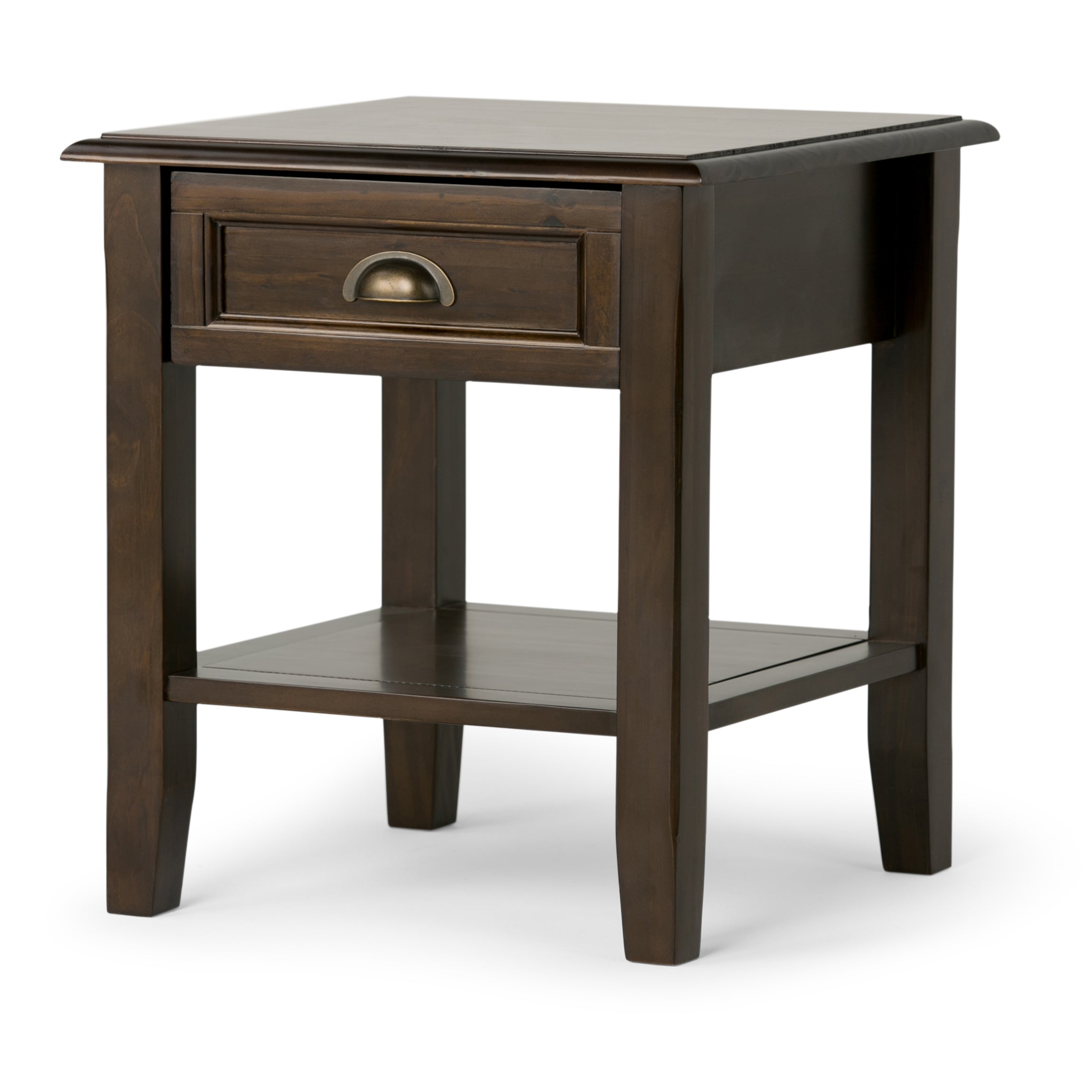 Burlington Solid Wood 18 Inch Wide Square Transitional End Side Table In Mahogany Brown