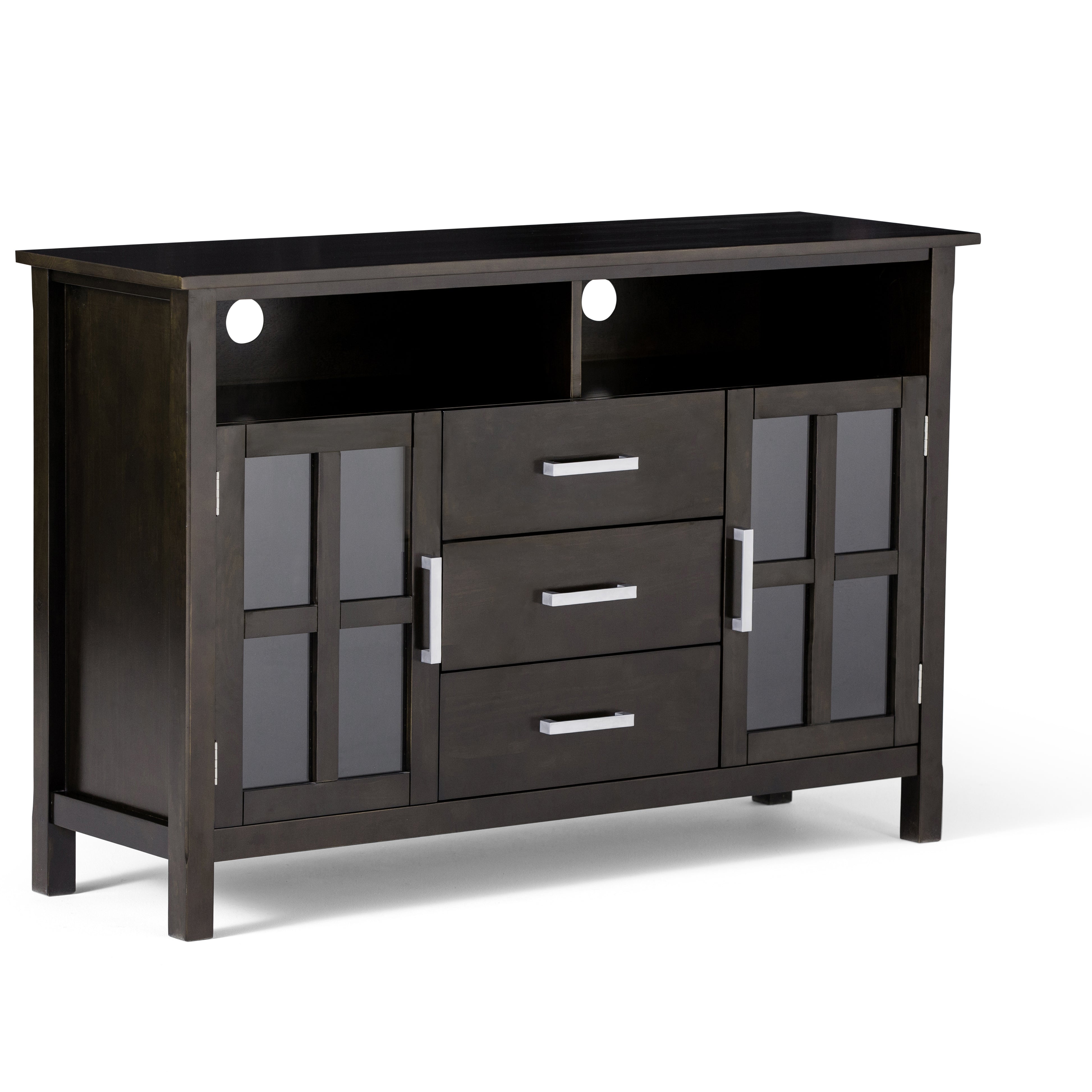 Kitchener Solid Wood 53 Inch Wide Contemporary Tv Media Stand In Hickory Brown For Tvs Up To 55 Inches