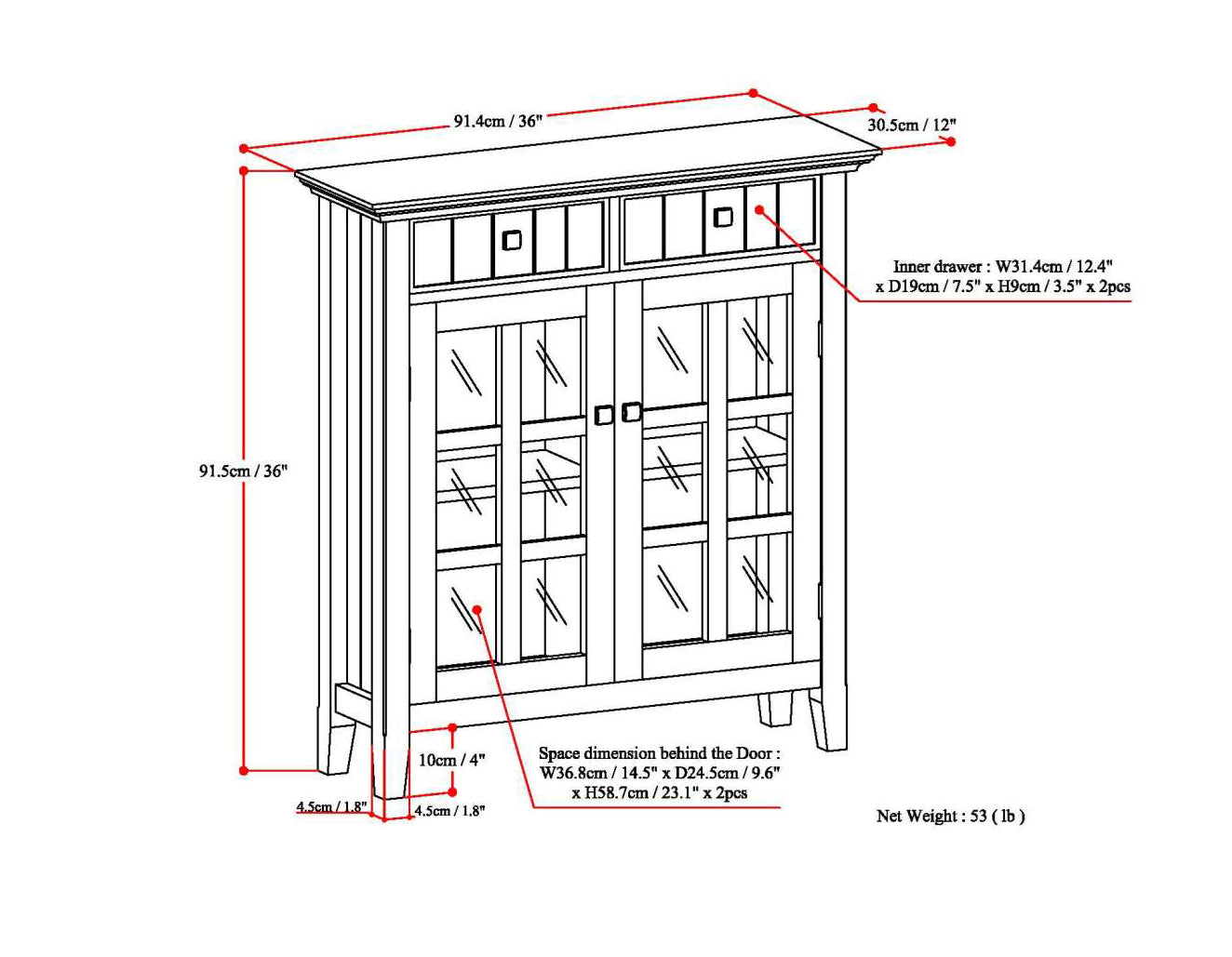 Acadian Solid Wood 36 Inch Wide Transitional Entryway Storage Cabinet In Natural Aged Brown
