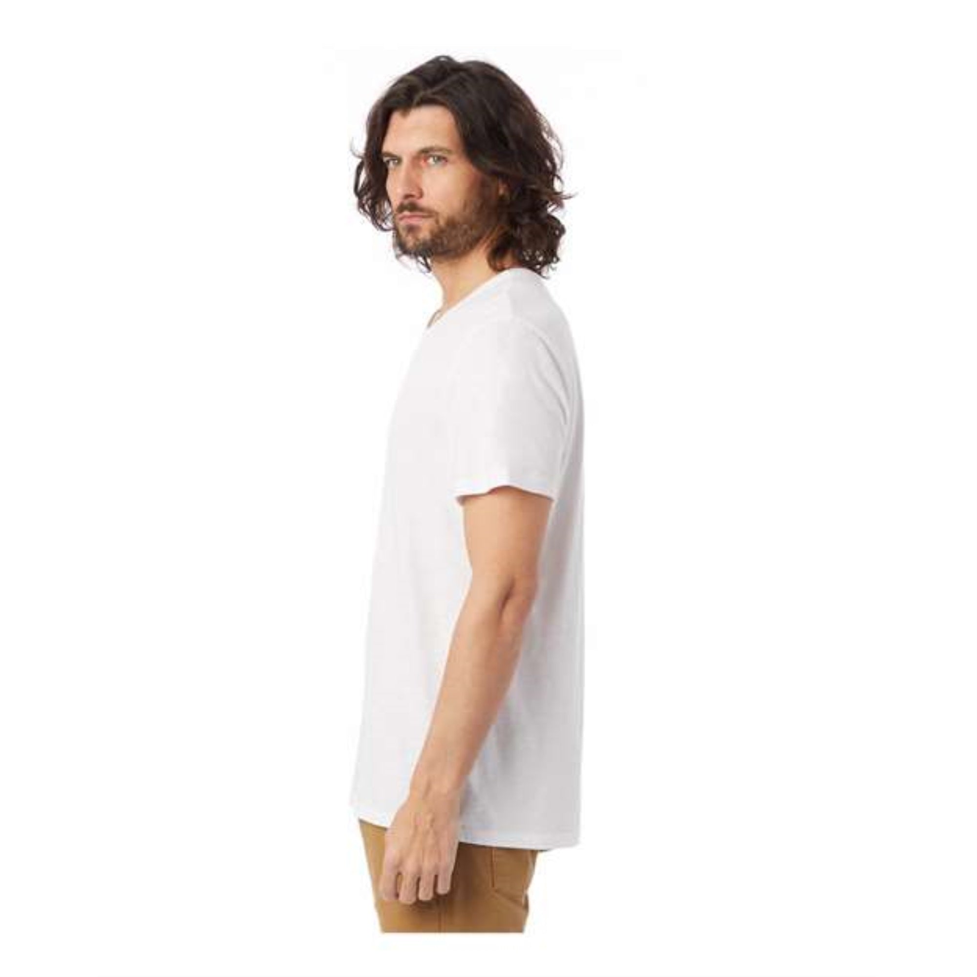 Alternative Weathered Slub Keeper V-Neck Tee - White, M