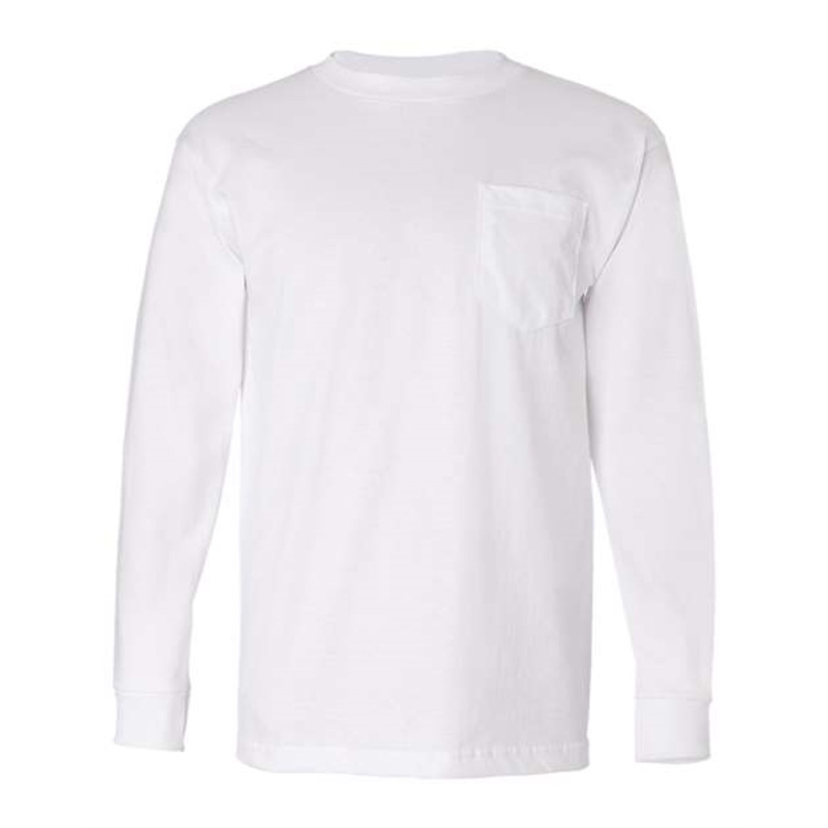 Bayside Usa-Made Long Sleeve T-Shirt With A Pocket - White, Xl