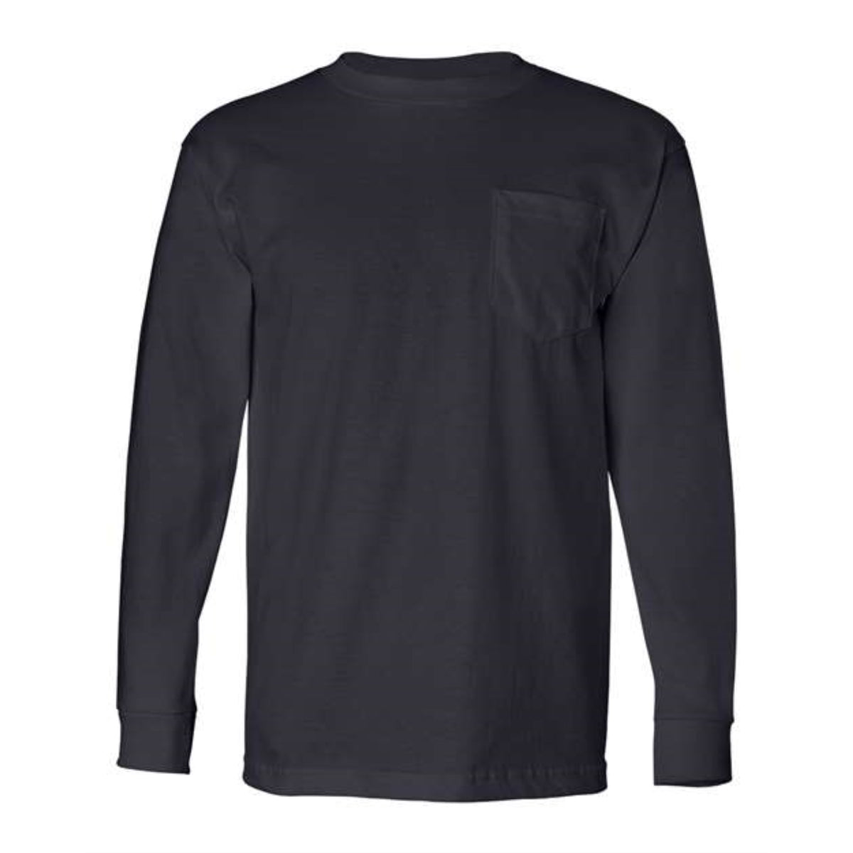 Bayside Usa-Made Long Sleeve T-Shirt With A Pocket - Navy, M
