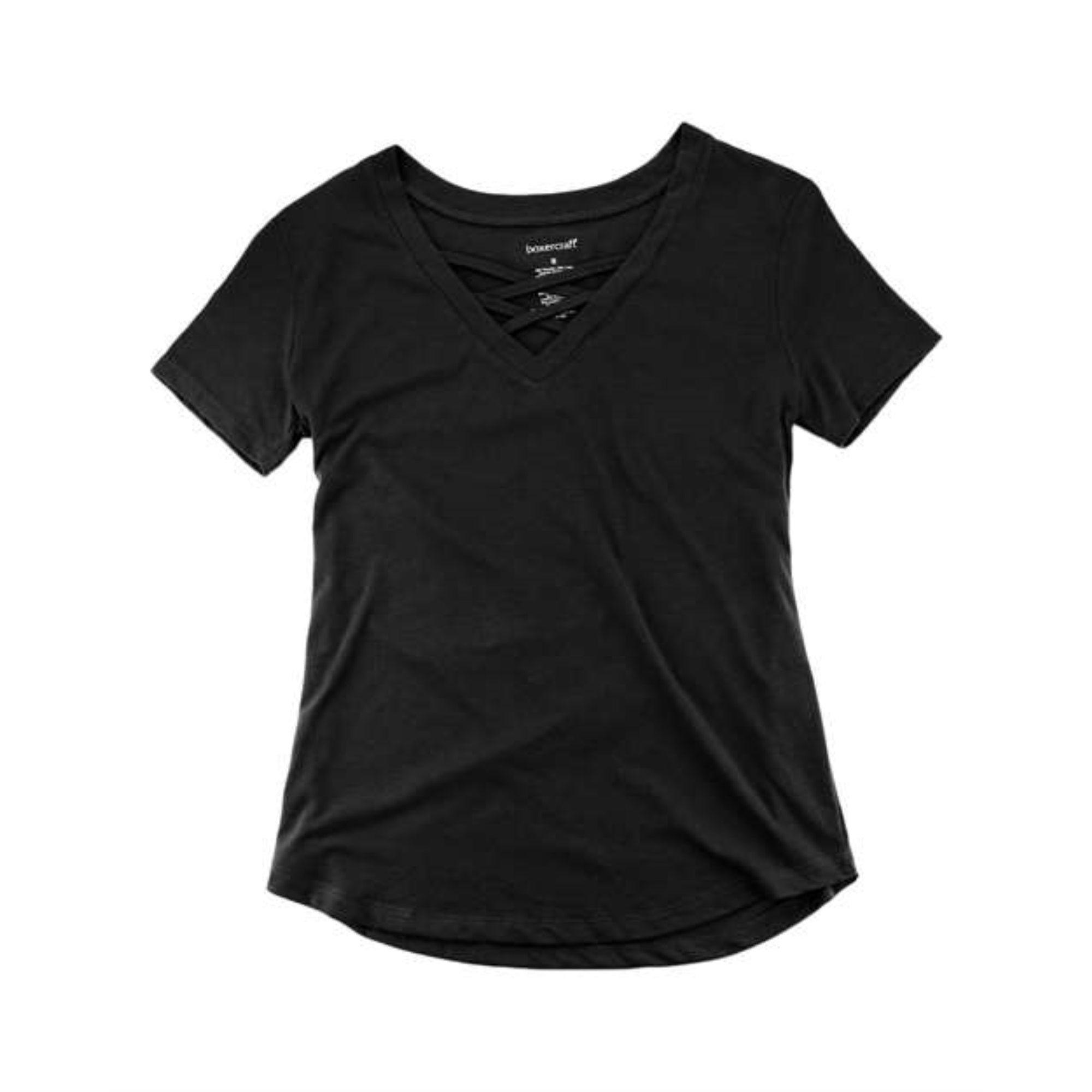 Boxercraft Girls' Caged Front T-Shirt - Black, L