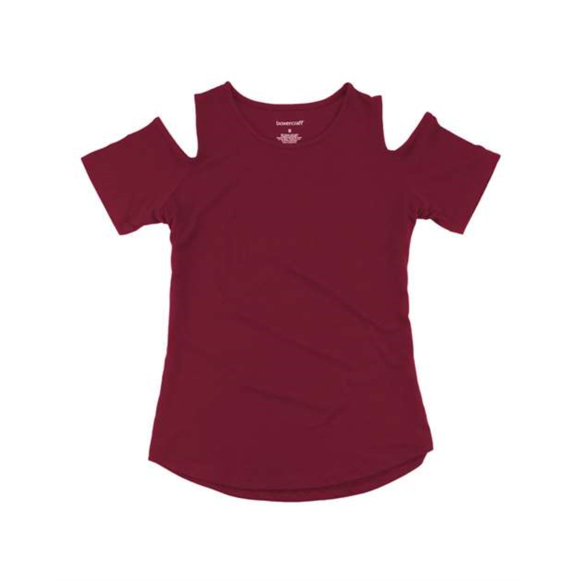 Boxercraft Girls Cold Shoulder T-Shirt - Maroon, S