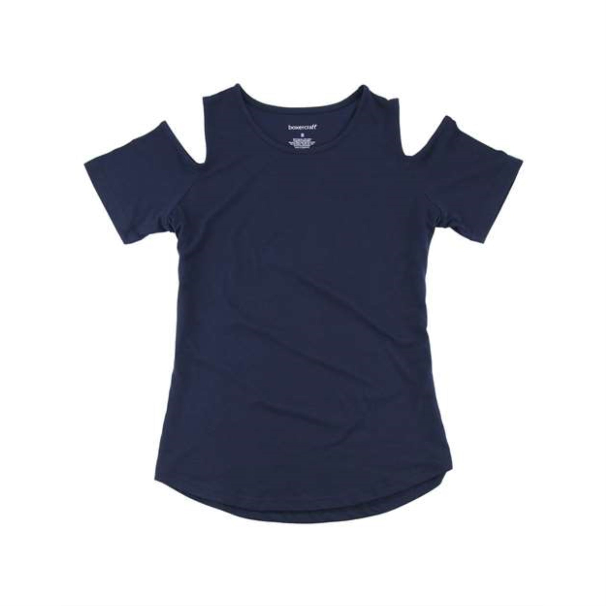 Boxercraft Girls Cold Shoulder T-Shirt - Navy, M