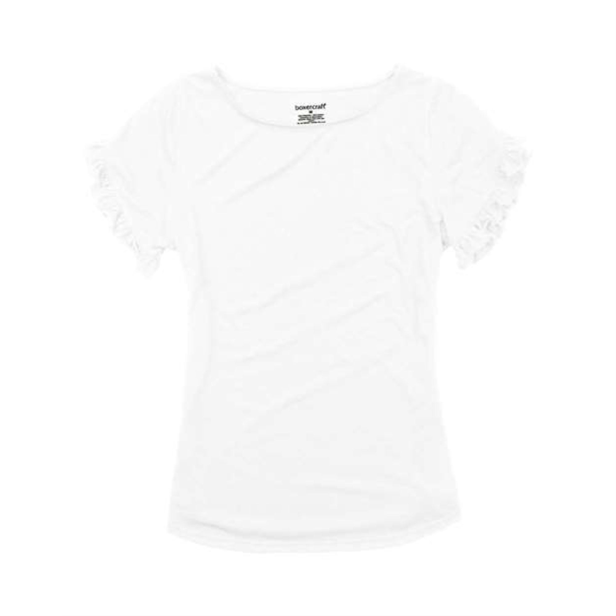 Boxercraft Women's Ruffle Sleeve T-Shirt - White, XS