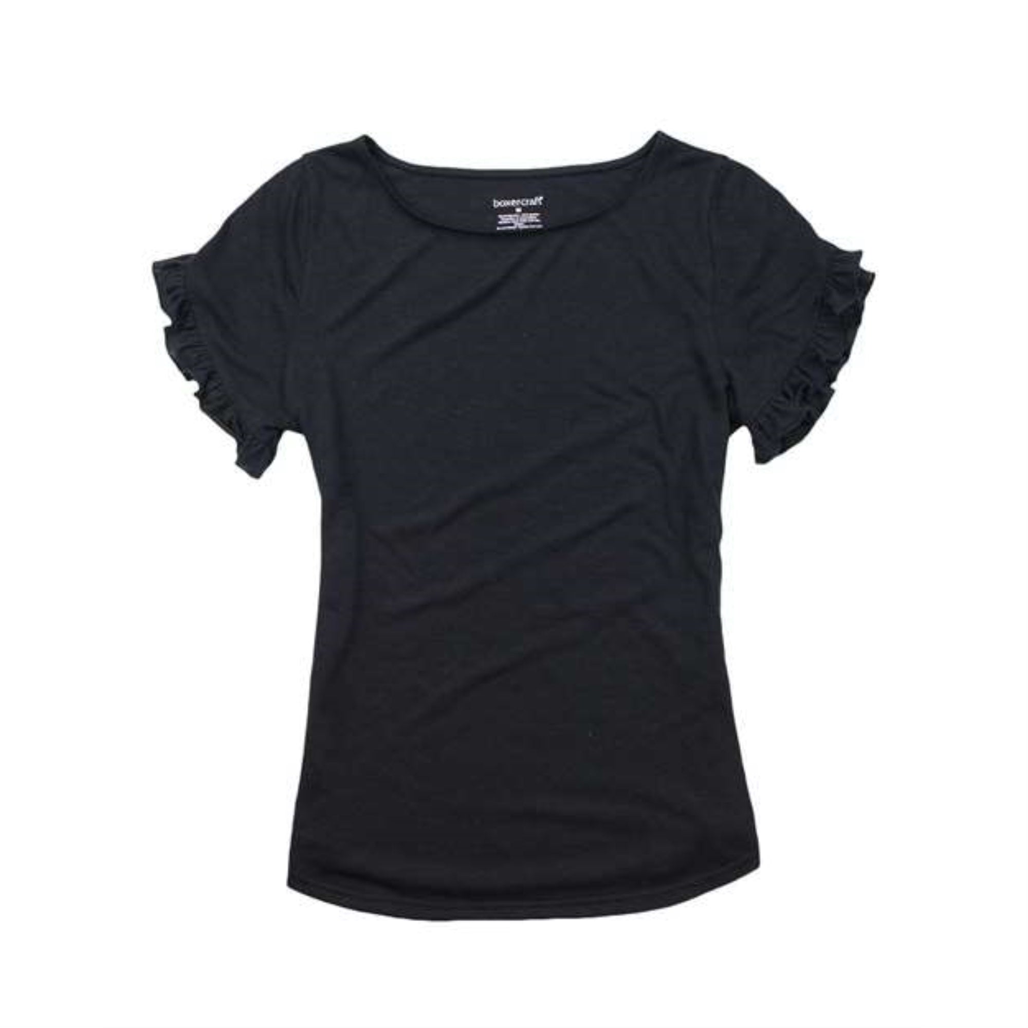 Boxercraft Women's Ruffle Sleeve T-Shirt - Black, XS