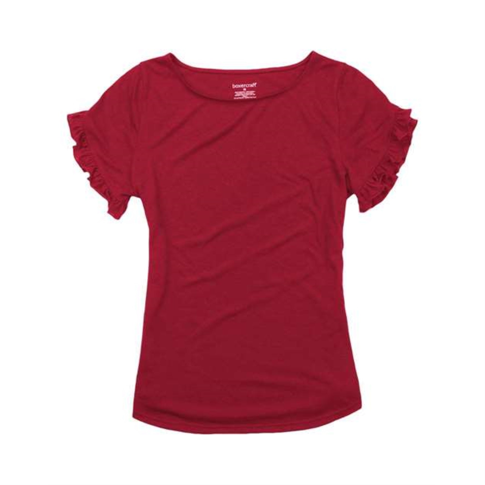 Boxercraft Women's Ruffle Sleeve T-Shirt - Maroon, XS