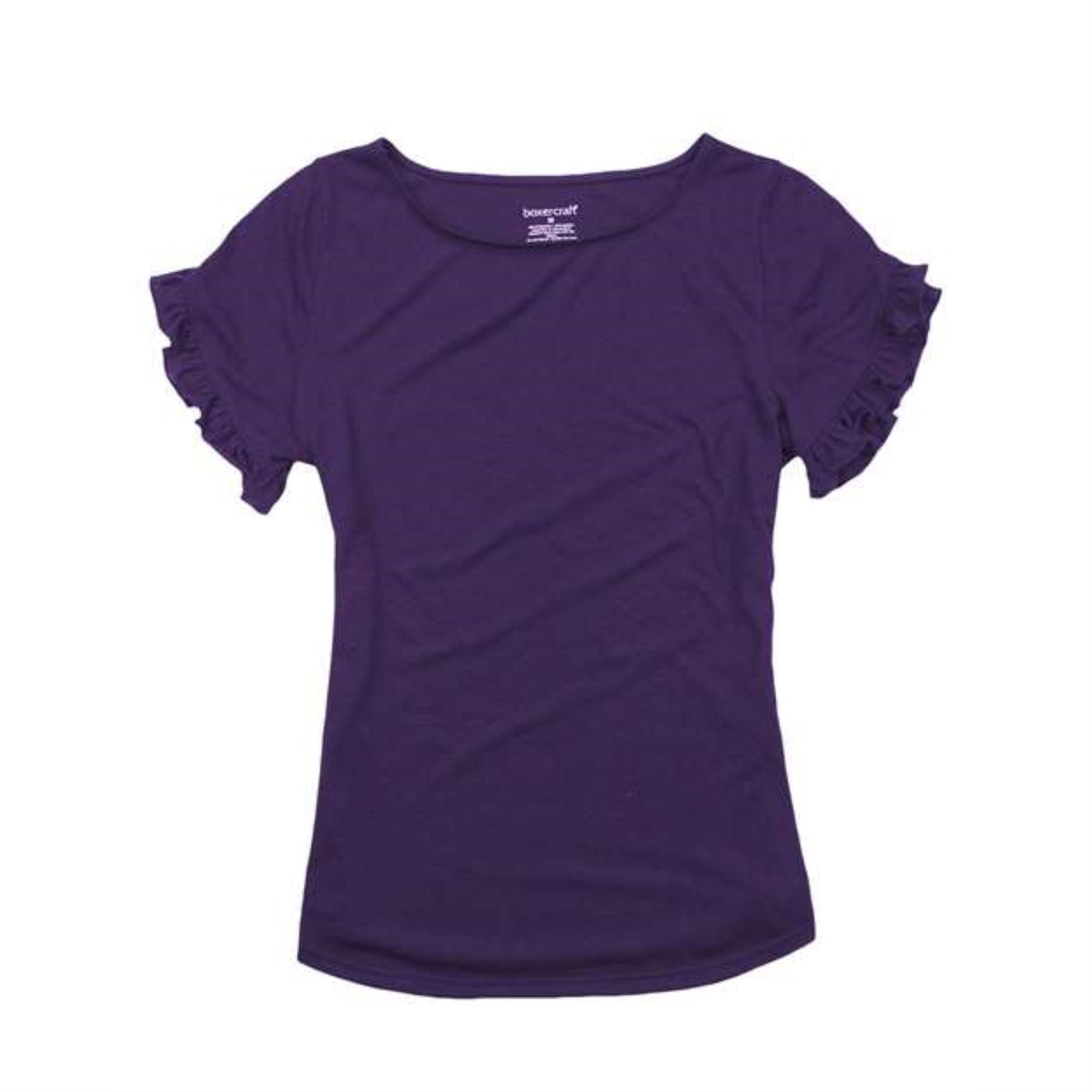 Boxercraft Women's Ruffle Sleeve T-Shirt - Purple, XL