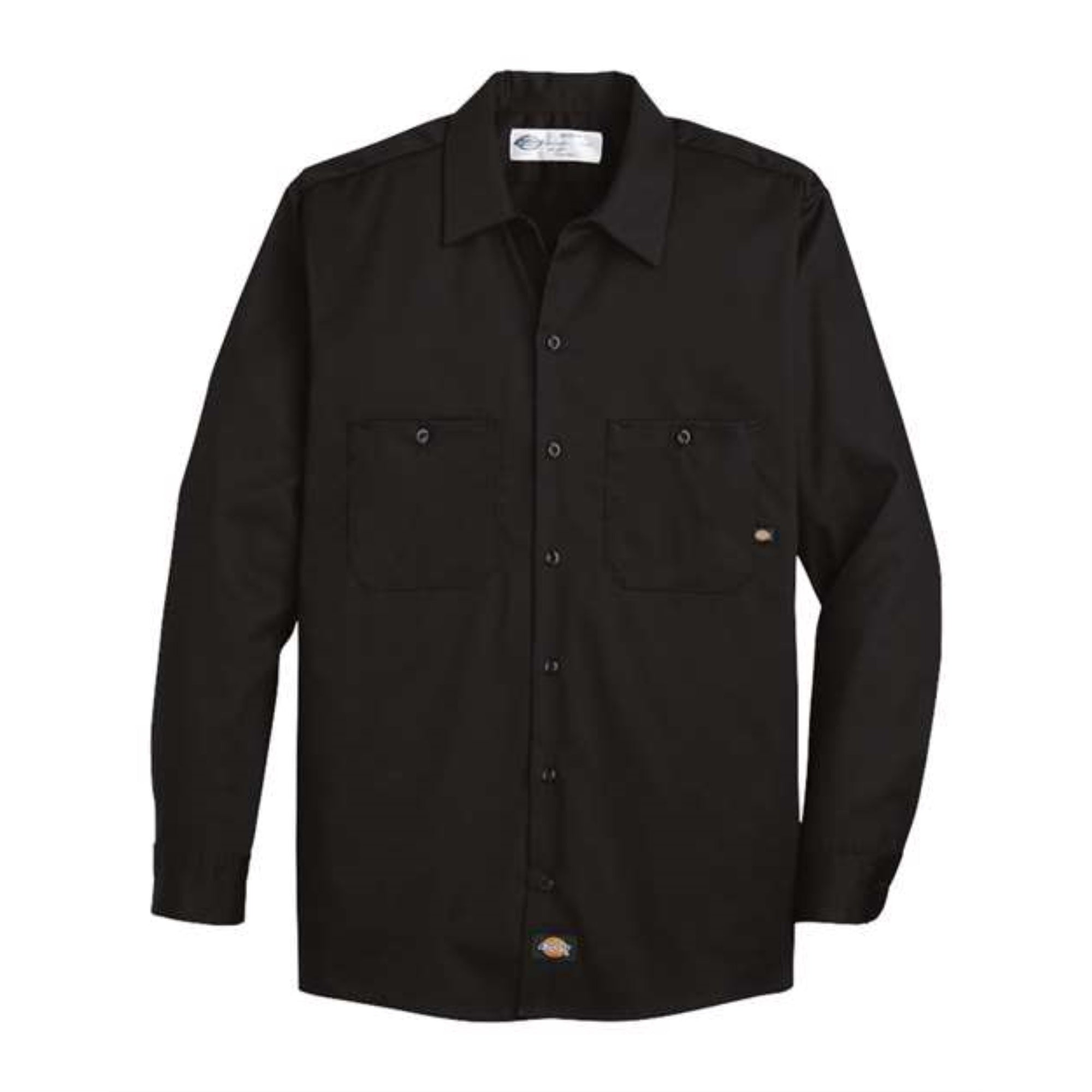Dickies Industrial Cotton Long Sleeve Work Shirt - Long Sizes - Black, XLT