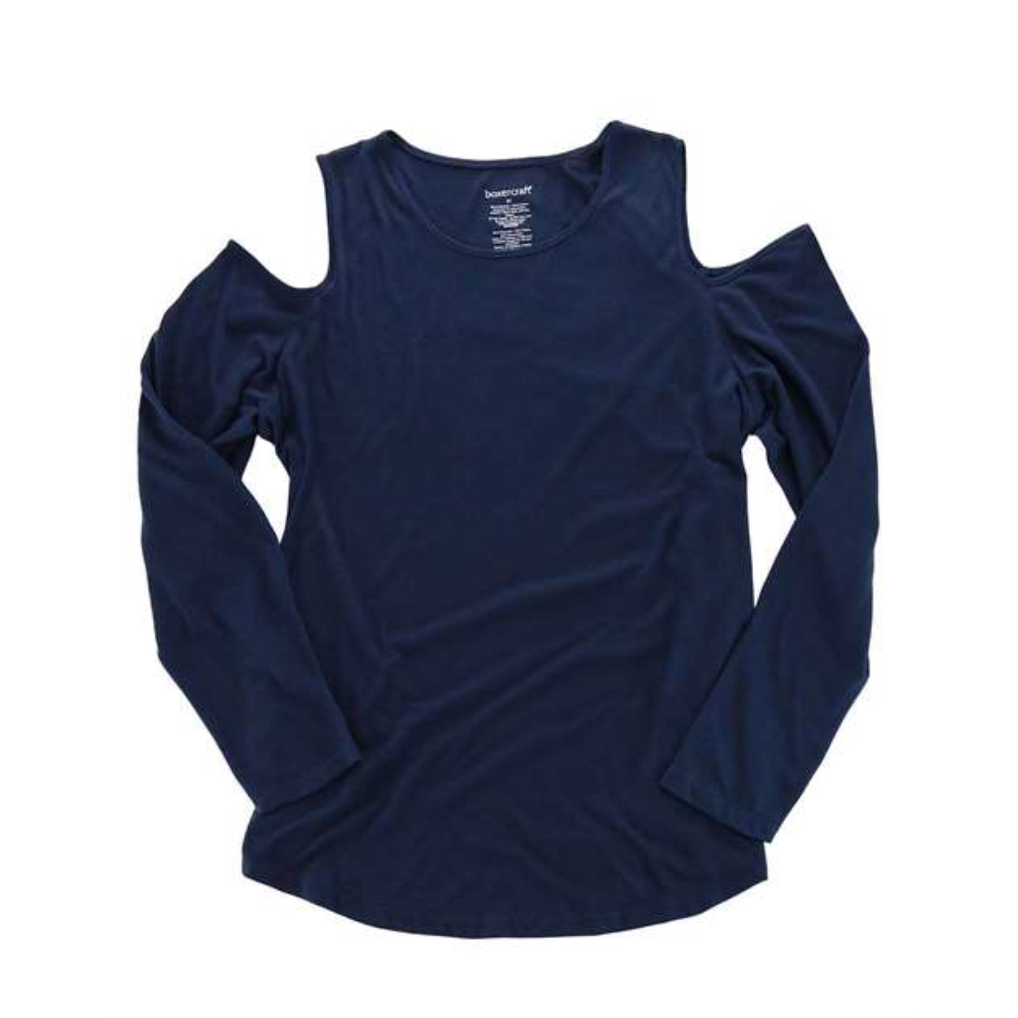 Boxercraft Women's Cold Shoulder Long Sleeve T-Shirt - Navy, S