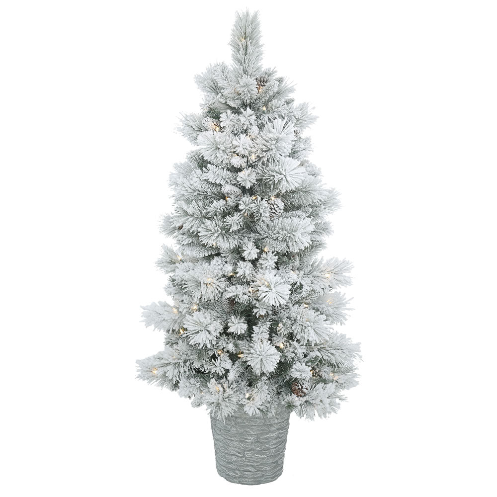 Vickerman 5' x 30″ Flocked Ashton DL 150LED WmWht - B160251LED