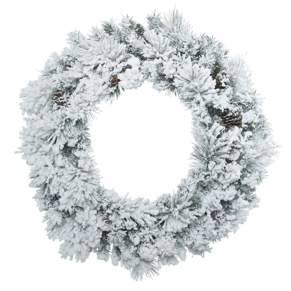 Vickerman 30″ Flocked Ashton Wreath 140Tips - B160330