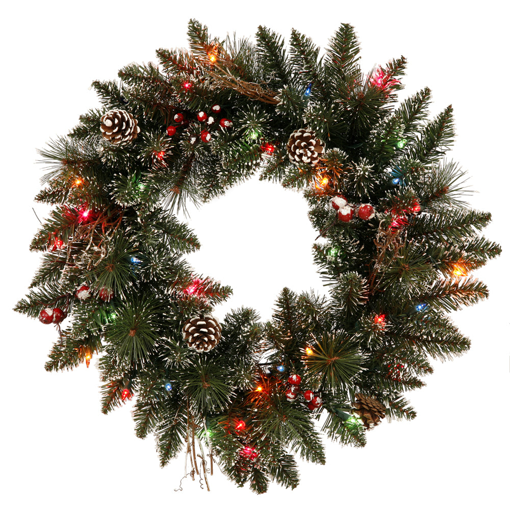 Vickerman 24” Snow Tip /Berry Wreath LED 35MU - B166326LED