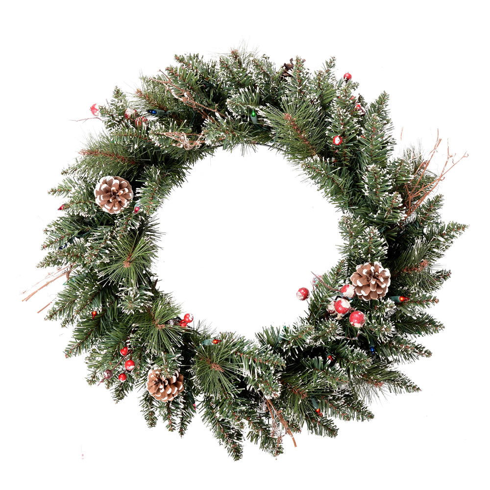 Vickerman 30” Snow Tip /Berry Wreath LED 50MU - B166332LED