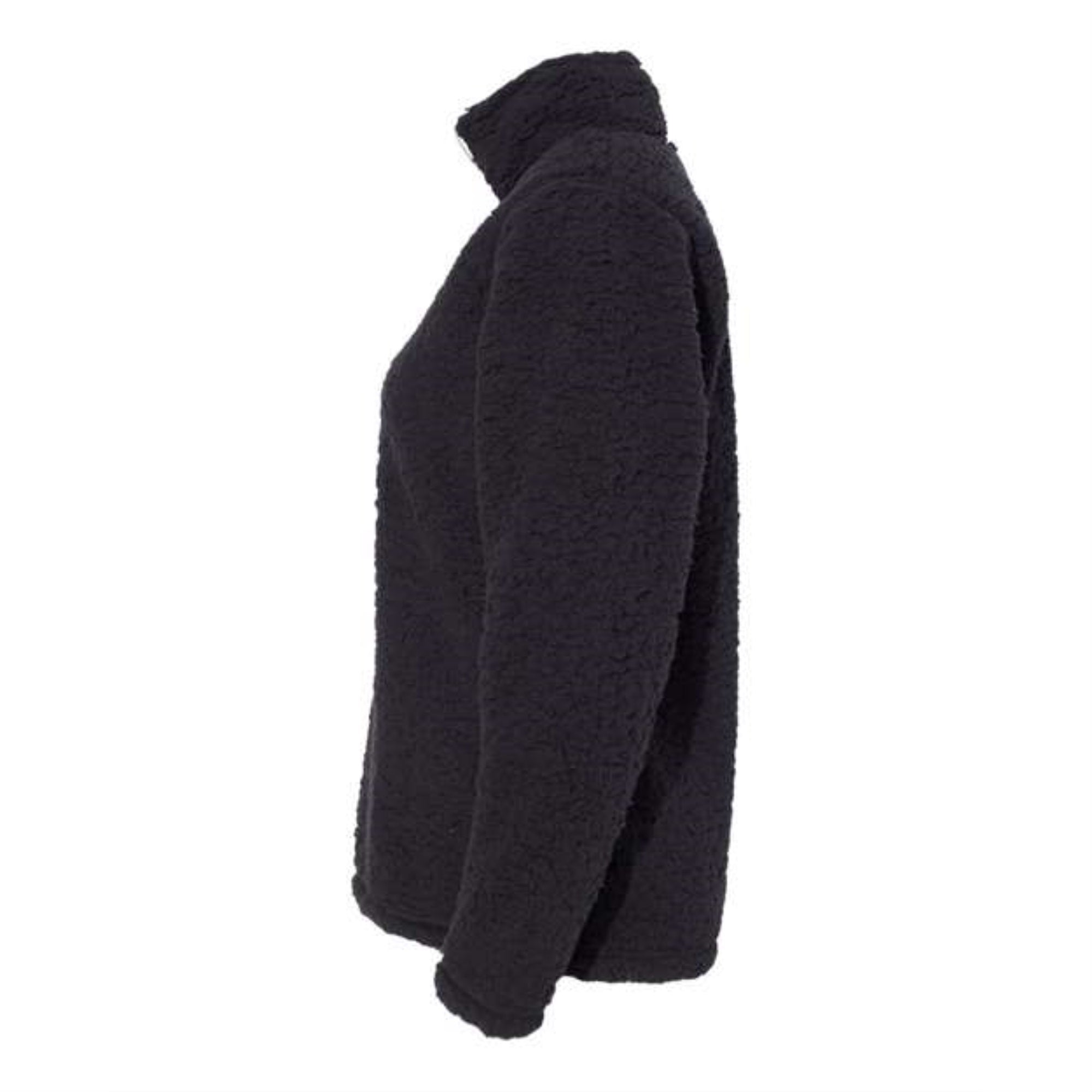 J. America Womens Epic Sherpa Quarter-Zip Pullover - Black, L