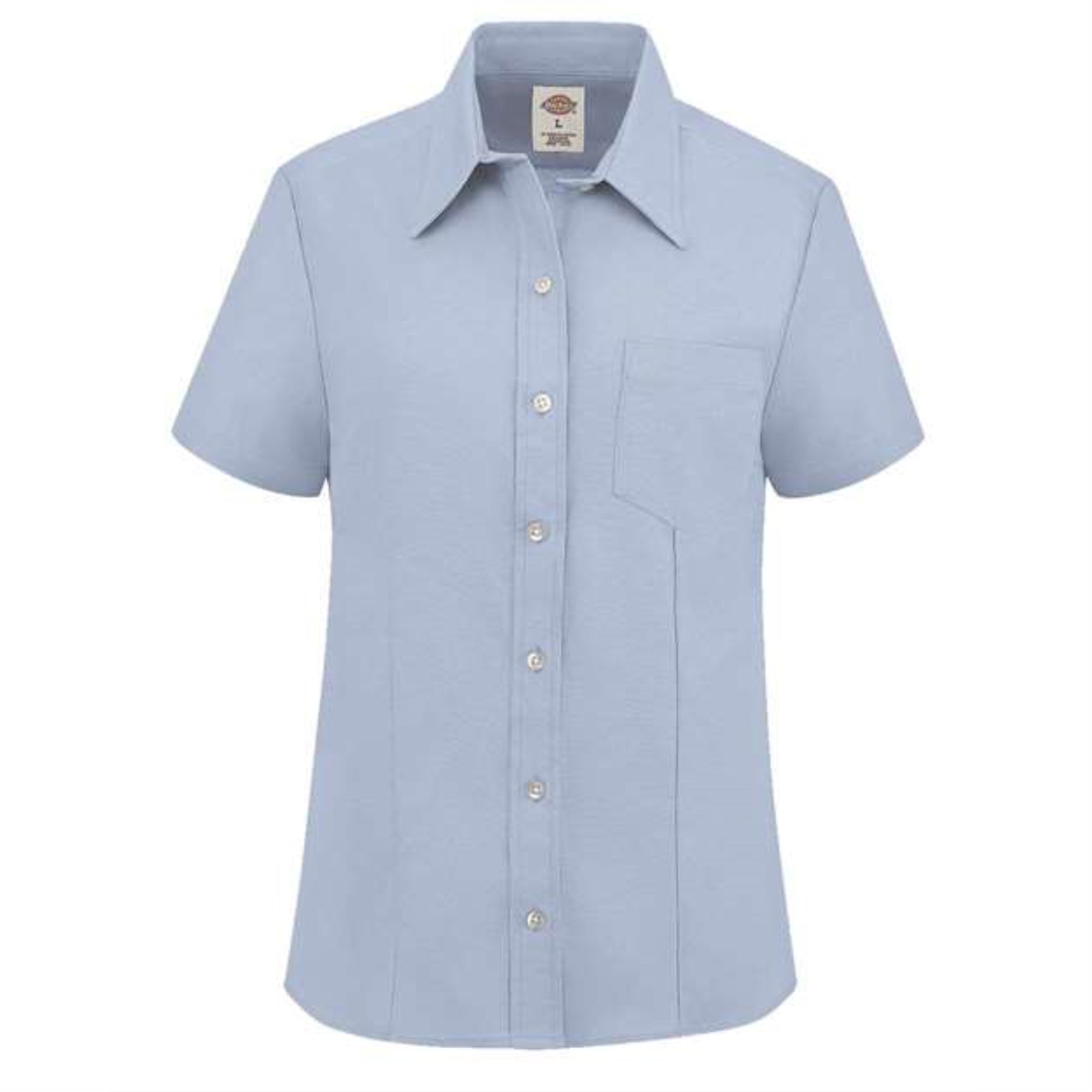 Dickies Women's Short Sleeve Stretch Oxford Shirt - Light Blue, L