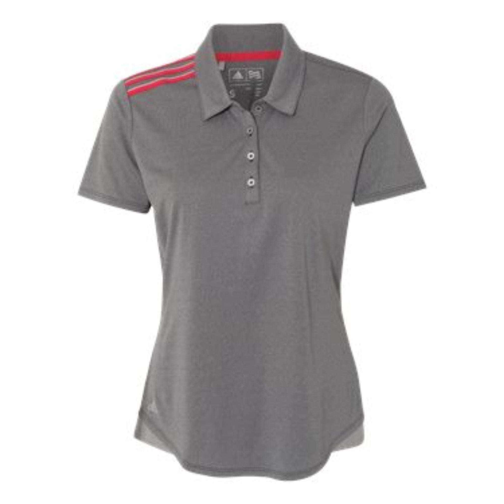 Women's 3-Stripes Shoulder Sport Shirt - Black Heather/ Ray Red/ Stone