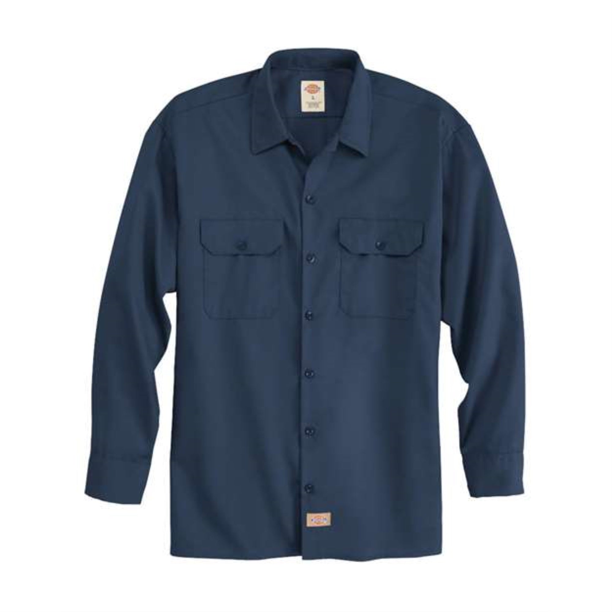 Dickies Long Sleeve Work Shirt - Long Sizes - Navy, LT