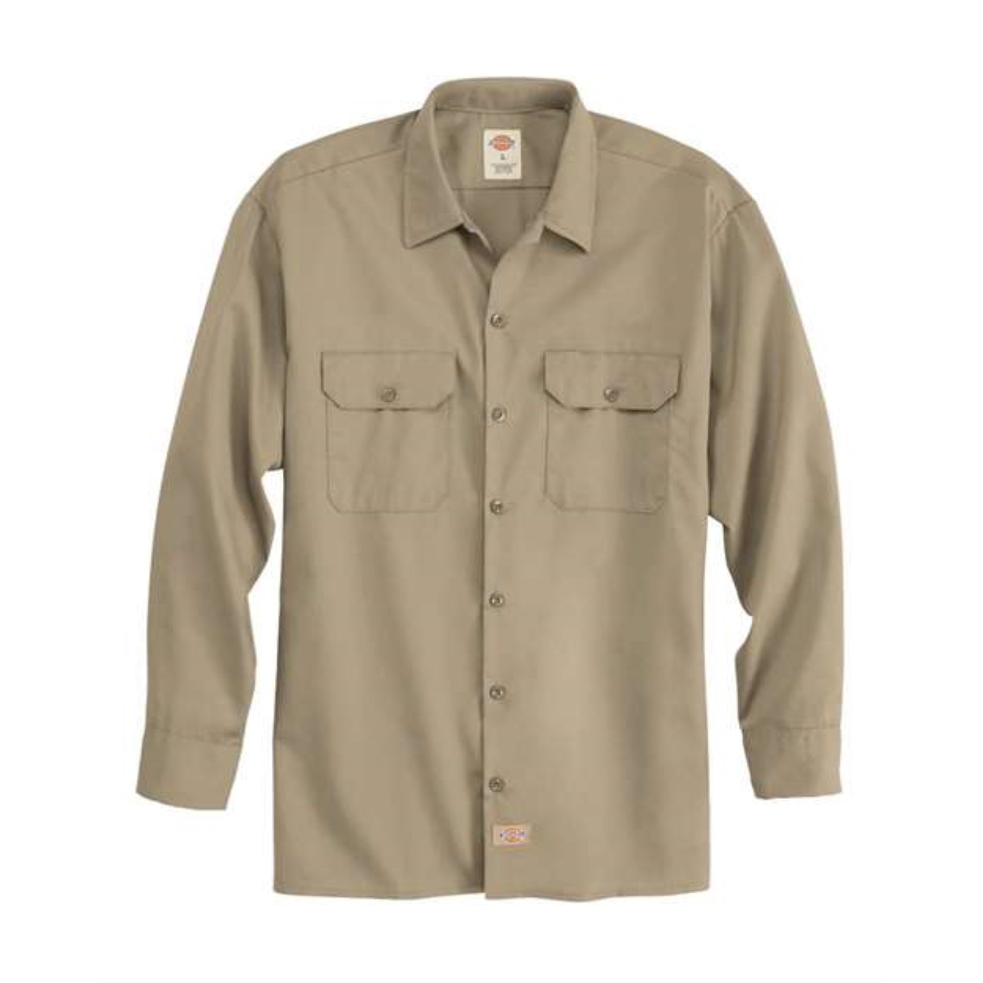 Dickies Long Sleeve Work Shirt - Long Sizes - Khaki, LT