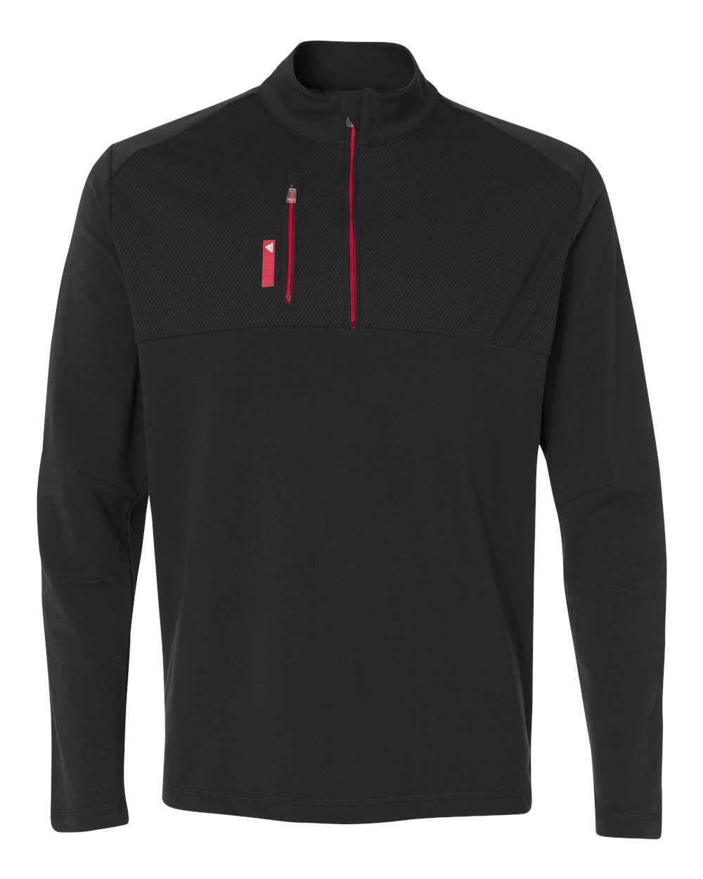 Mixed Media Quarter-Zip Jacket - Black/ Bold Red