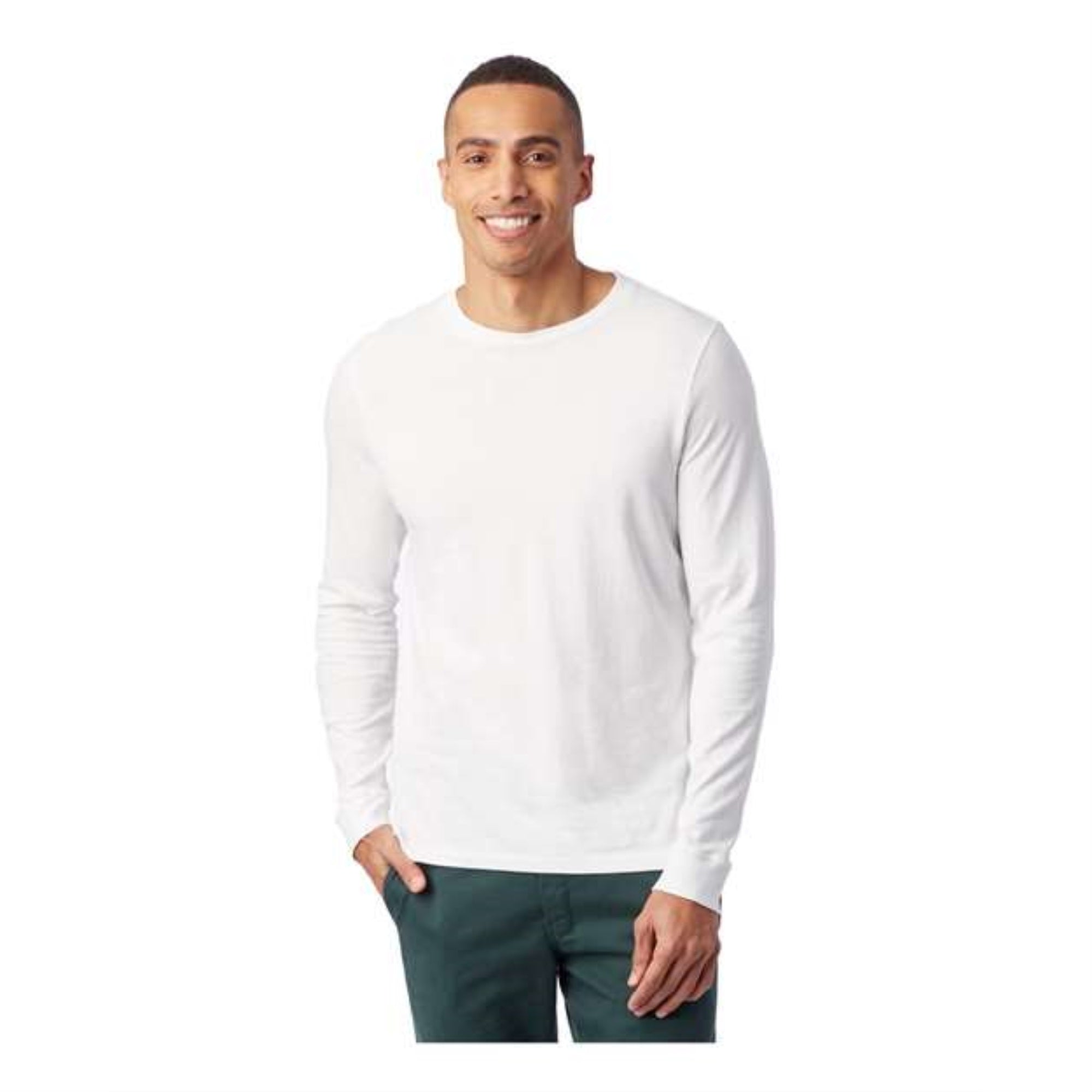 Alternative Heavy Wash Long Sleeve Outsider Tee - White, S