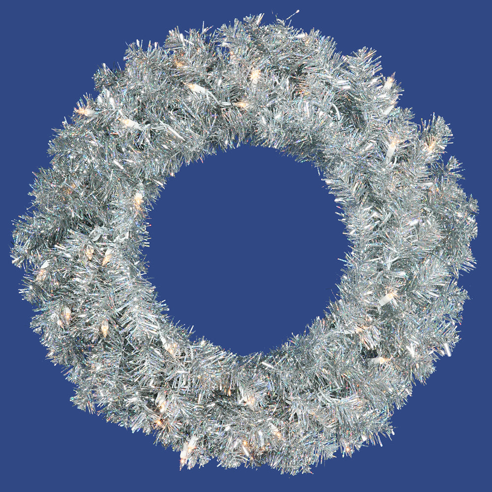 Vickerman 24″ Silver Wreath Dura-Lit LED 50WW 180T - B982325LED