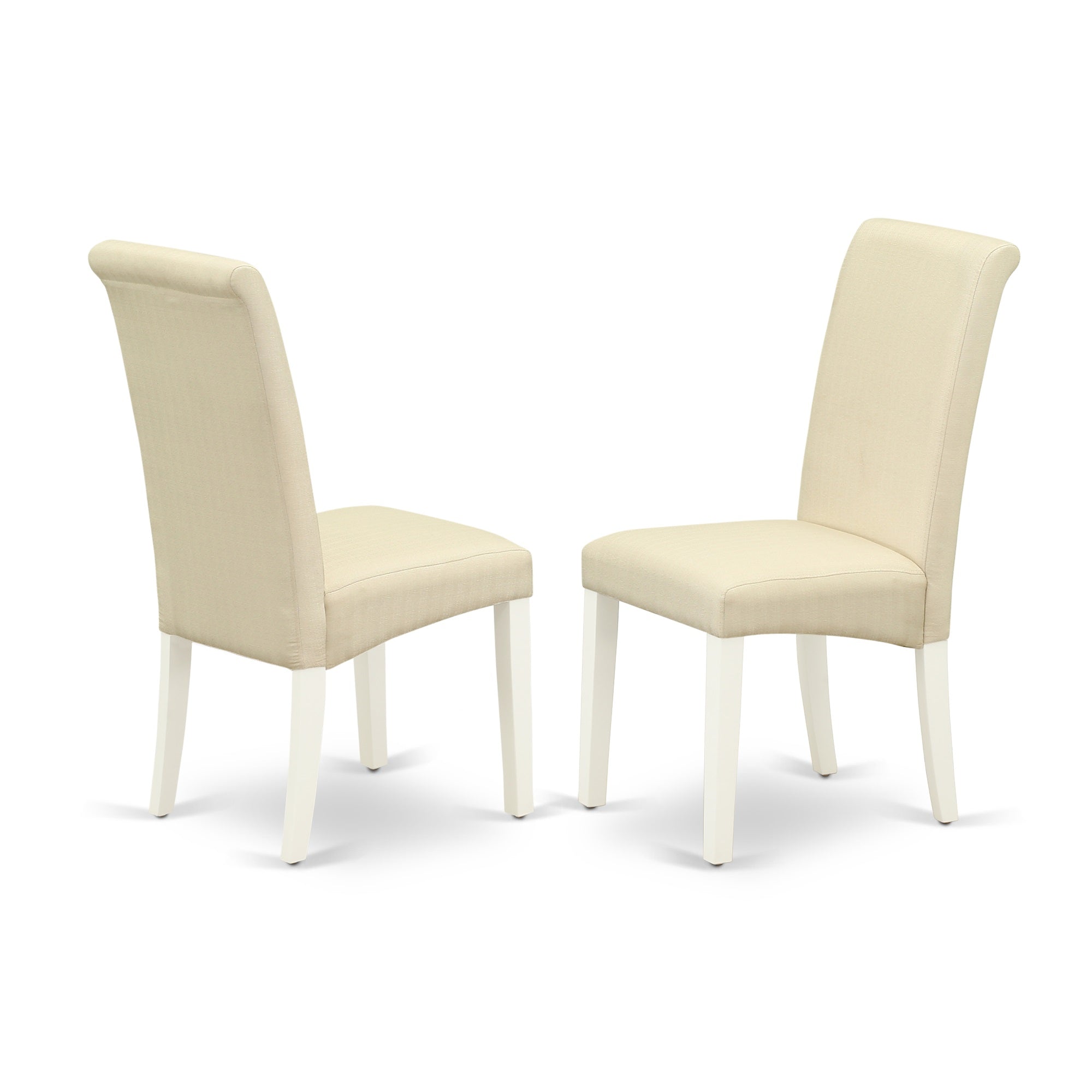 Set Of 2 Chairs Bap2T01 East West Furniture Barry Parson Chair White Leg And Linen Fabric Cream