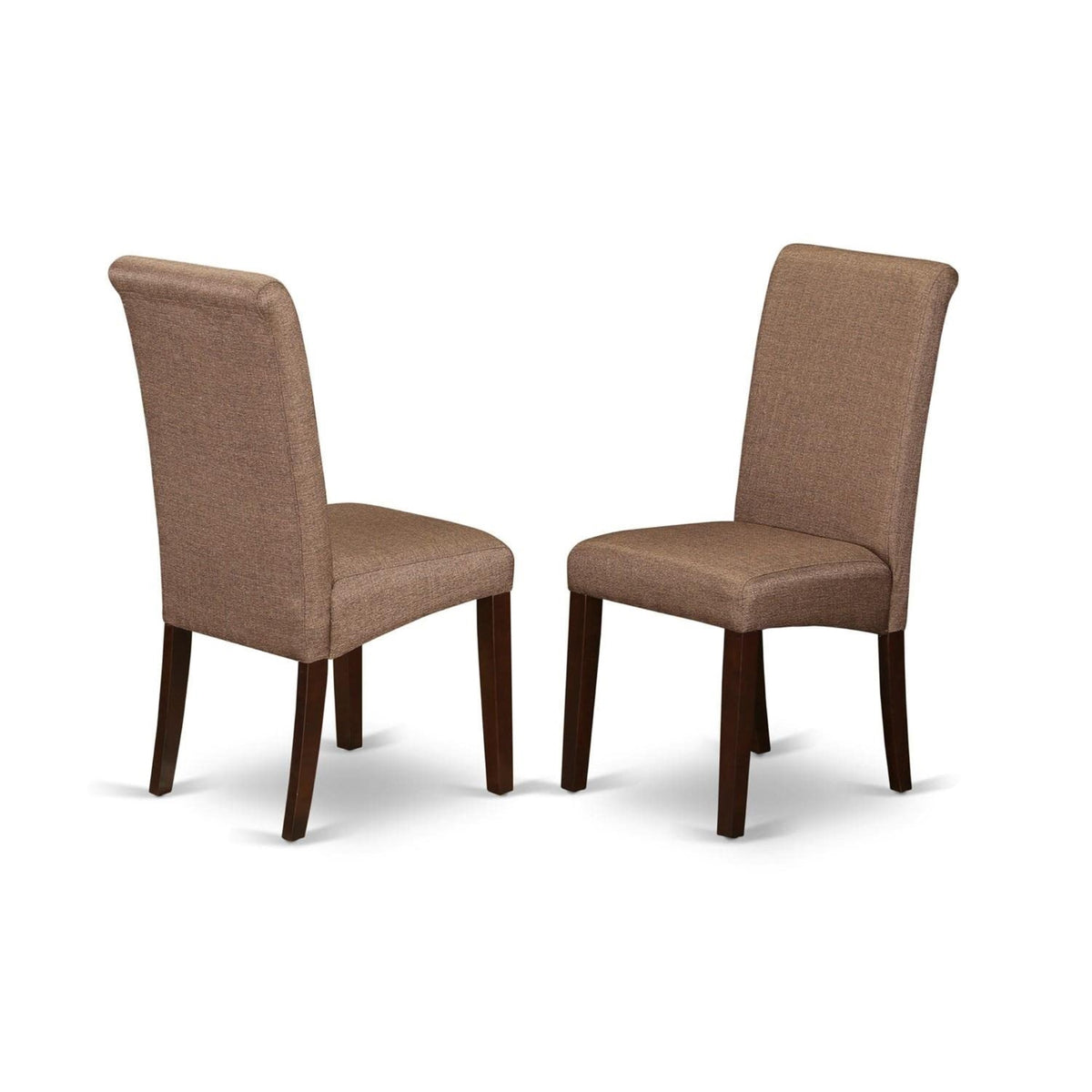 Casafoyer Bap3T18 Barry Parson Kitchen Chairs - Brown Linen Linen Fabric Upholstered Dining Chairs, Set Of 2, Mahogany
