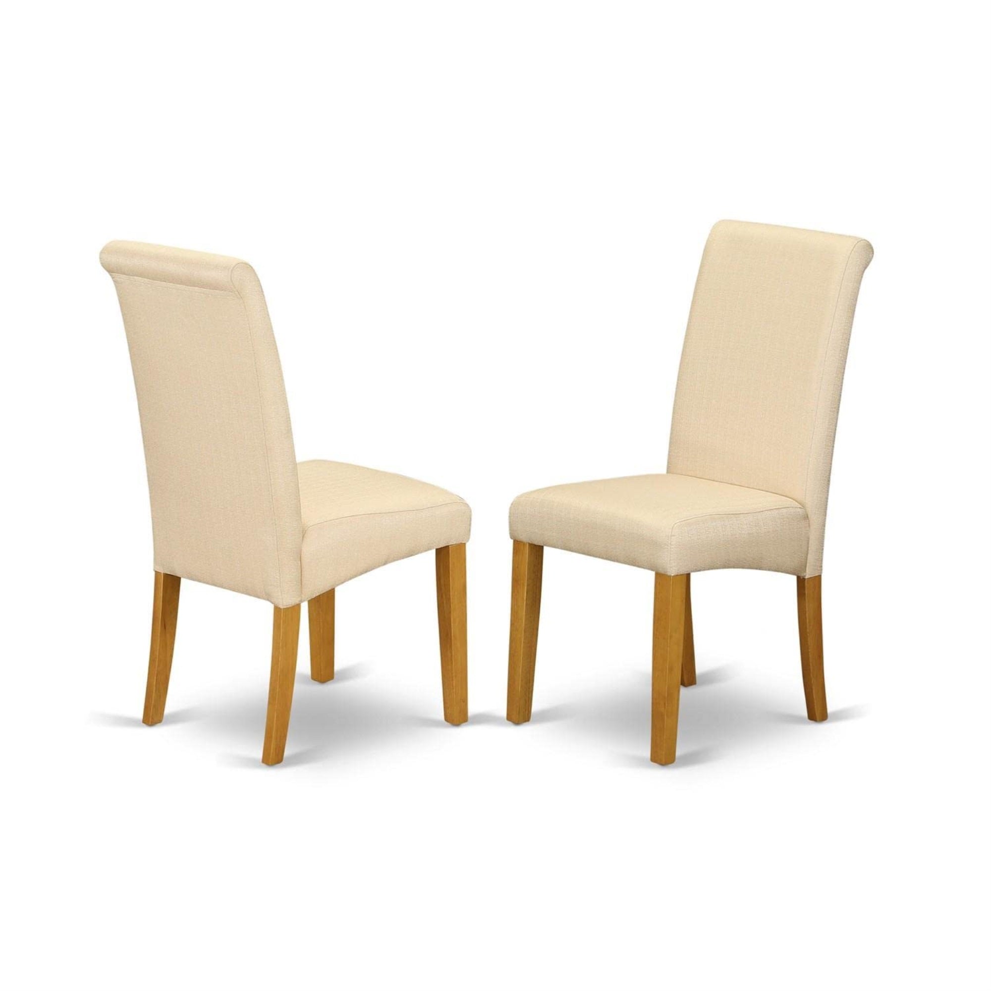 Casafoyer Bap4T02 Barry Parson Kitchen Chairs - Light Beige Linen Fabric Padded Dining Chairs, Set Of 2, Oak