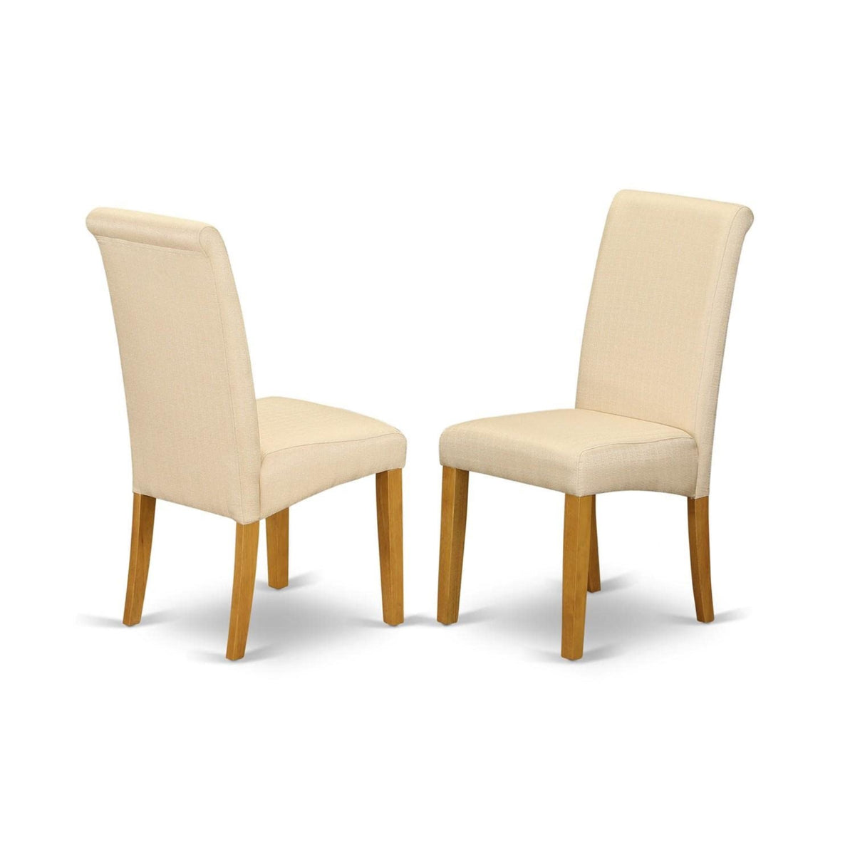 Casafoyer Bap4T02 Barry Parson Kitchen Chairs - Light Beige Linen Fabric Padded Dining Chairs, Set Of 2, Oak