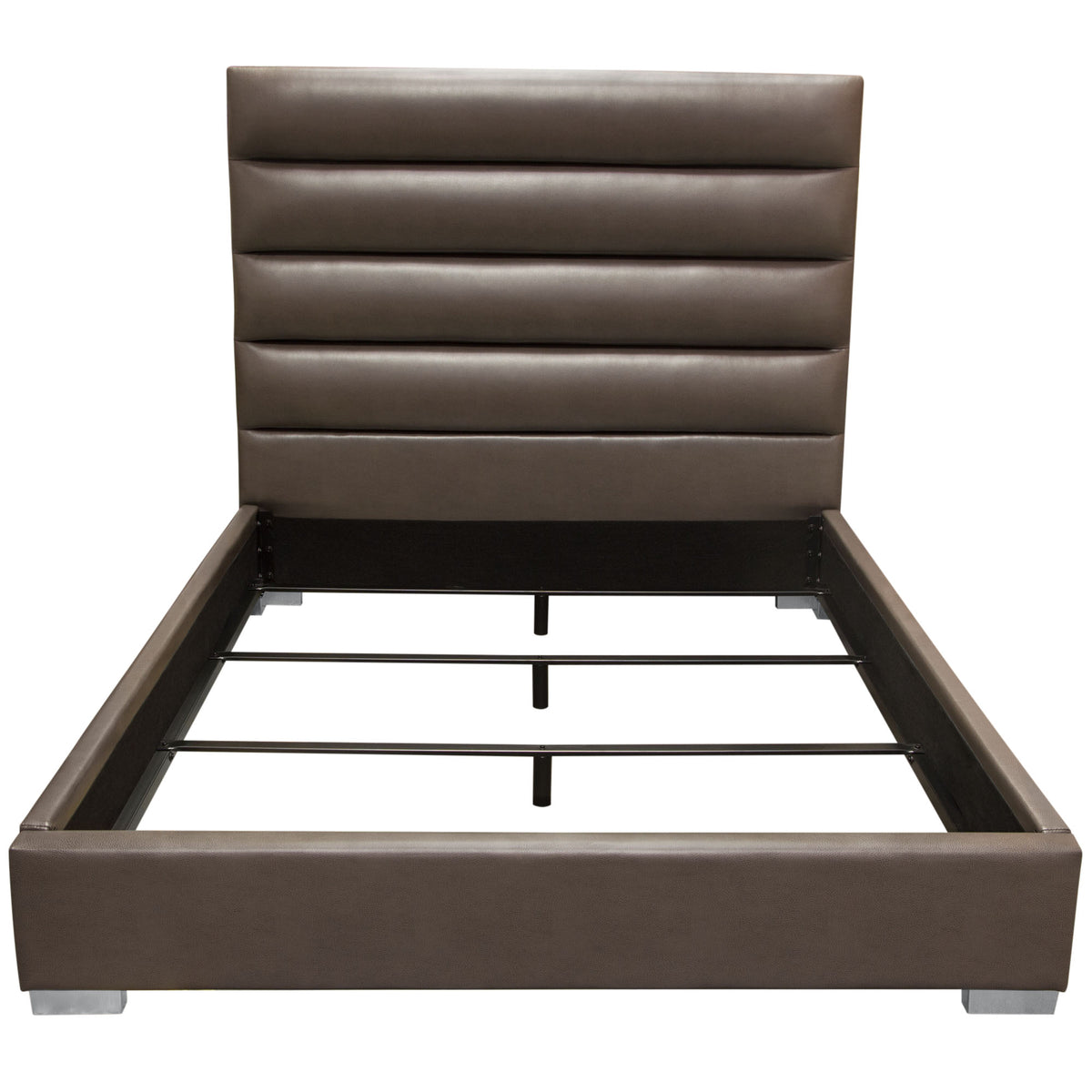 Bardot Channel Tufted Queen Bed In Elephant Grey Leatherette By Diamond Sofa