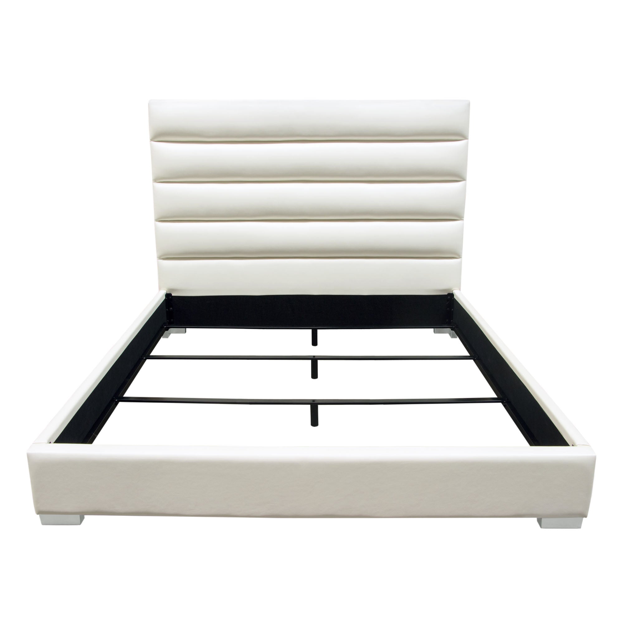 Bardot Channel Tufted Queen Bed In White Leatherette By Diamond Sofa
