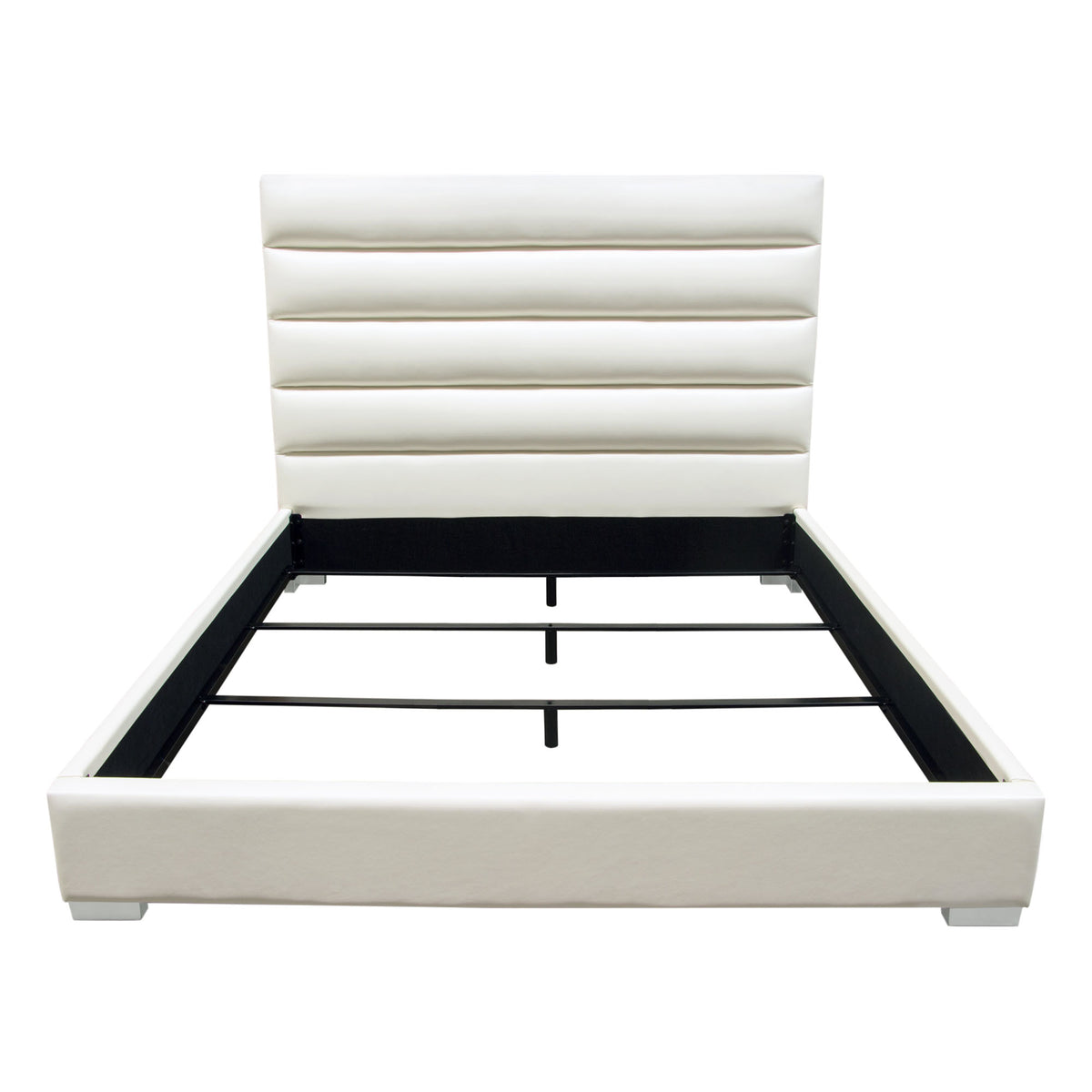 Bardot Channel Tufted Queen Bed In White Leatherette By Diamond Sofa