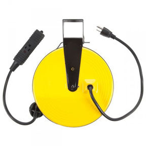 30Ft Retractable Metal Cord Reel W/ 3 Outlets, 10Amp