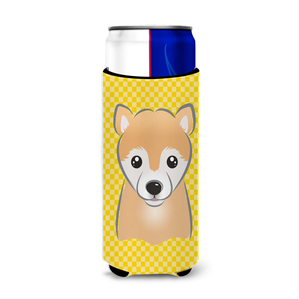 Yellow Checkered Shiba Inu Ultra Beverage Insulators For Slim Cans Bb1133Muk
