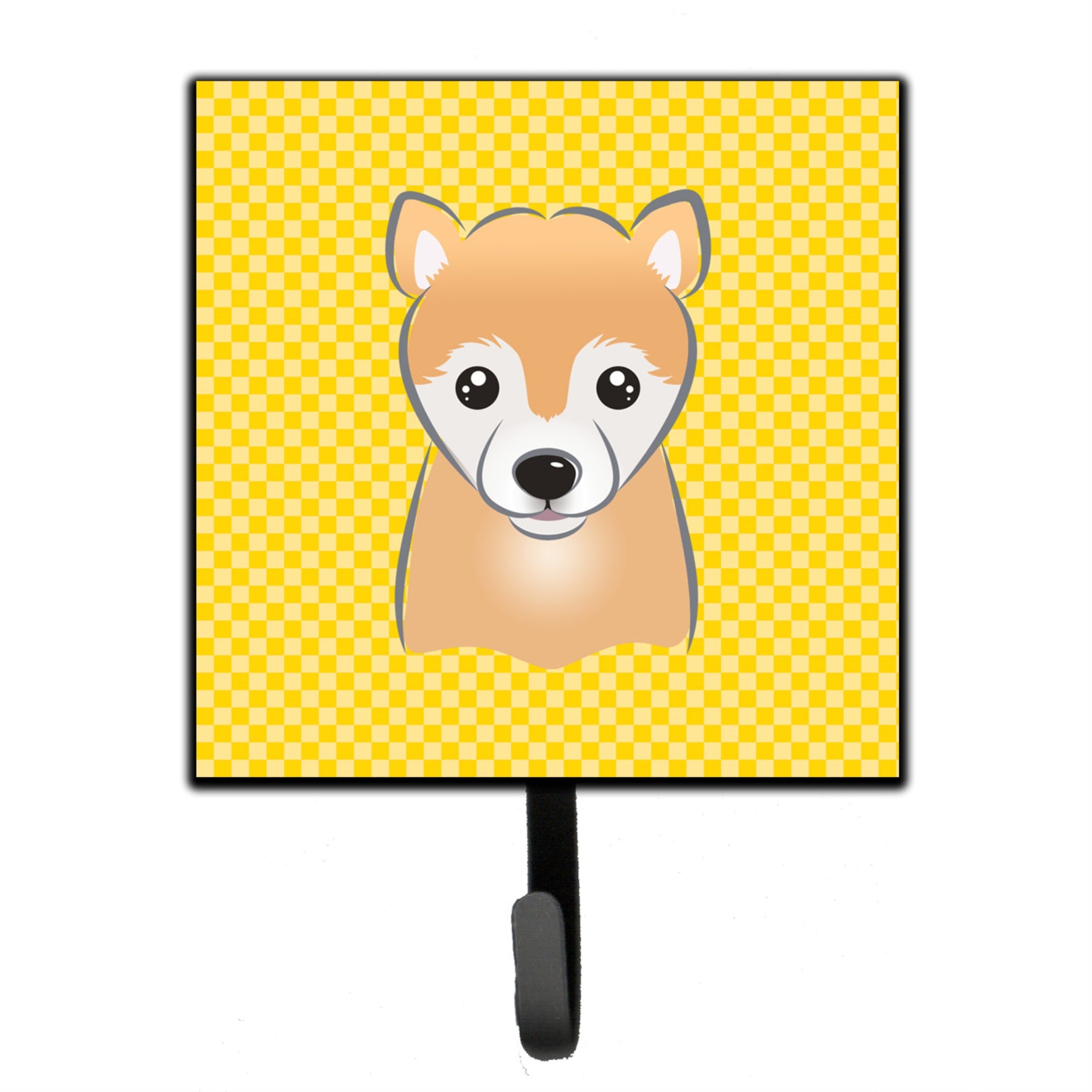Caroline'S Treasures Bb1133Sh4 Yellow Checkered Shiba Inu Leash Or Key Holder, Small, Multicolor