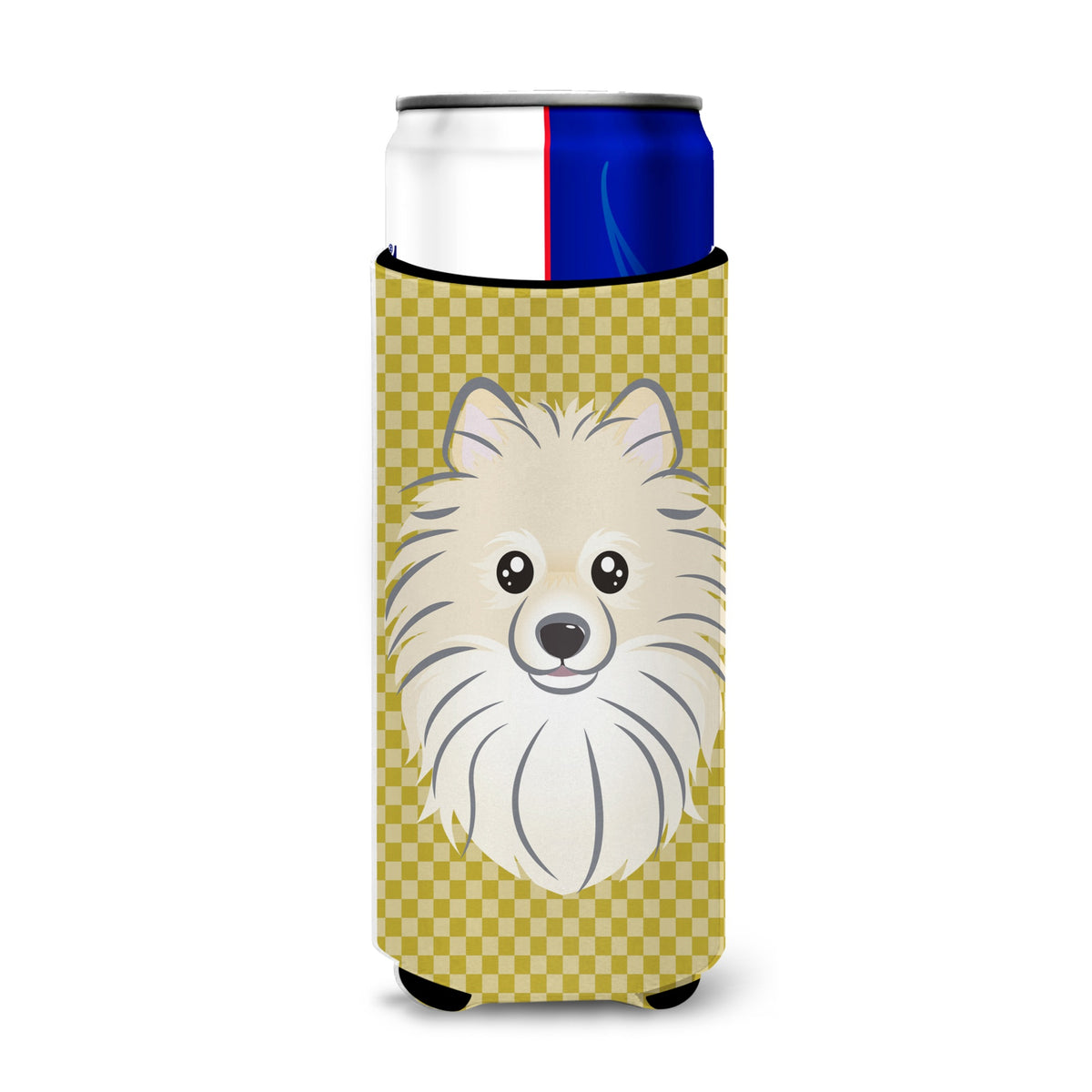 Tan Checkered Pomeranian Ultra Beverage Insulators For Slim Cans Bb1135Muk