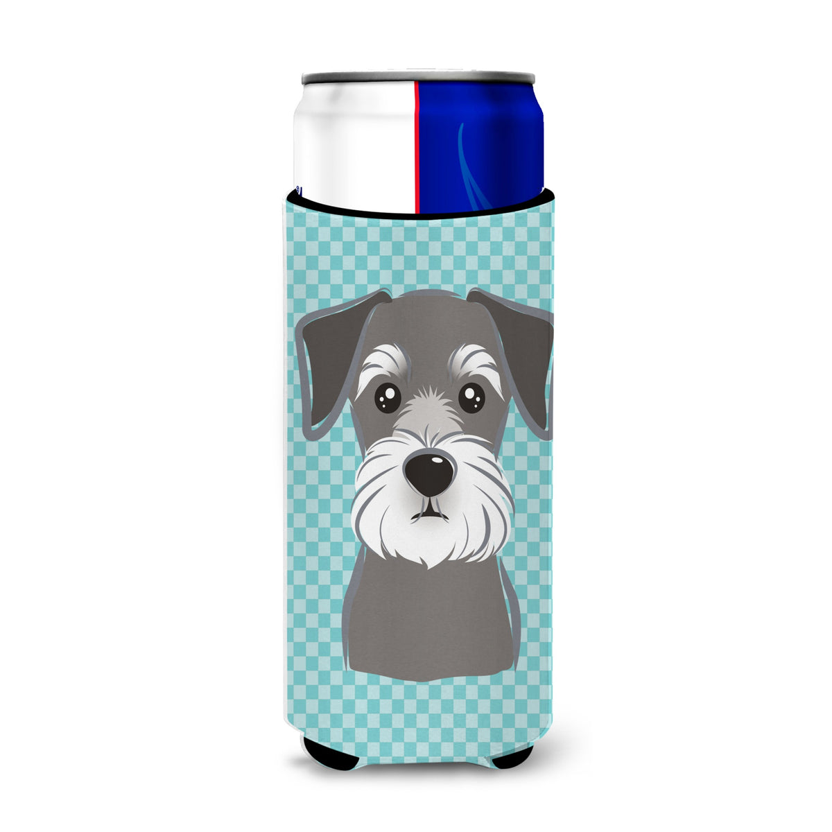 Blue Checkered Schnauzer Ultra Beverage Insulators For Slim Cans Bb1136Muk