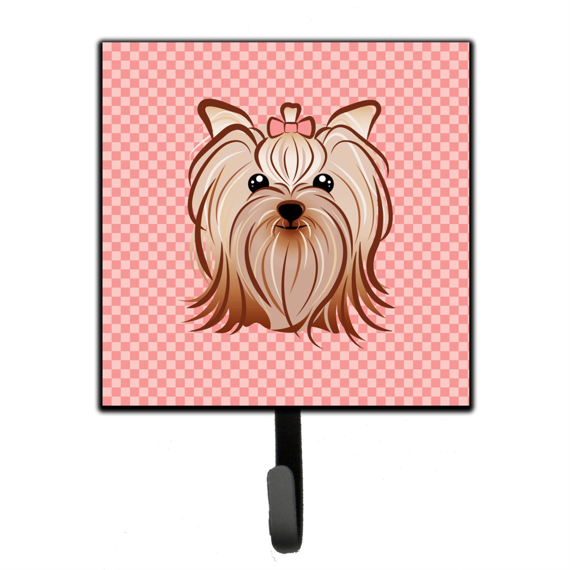 Caroline'S Treasures Bb1138Sh4 Pink Checkered Yorkie/Yorkshire Terrier Leash Or Key Holder, Small, Multicolor