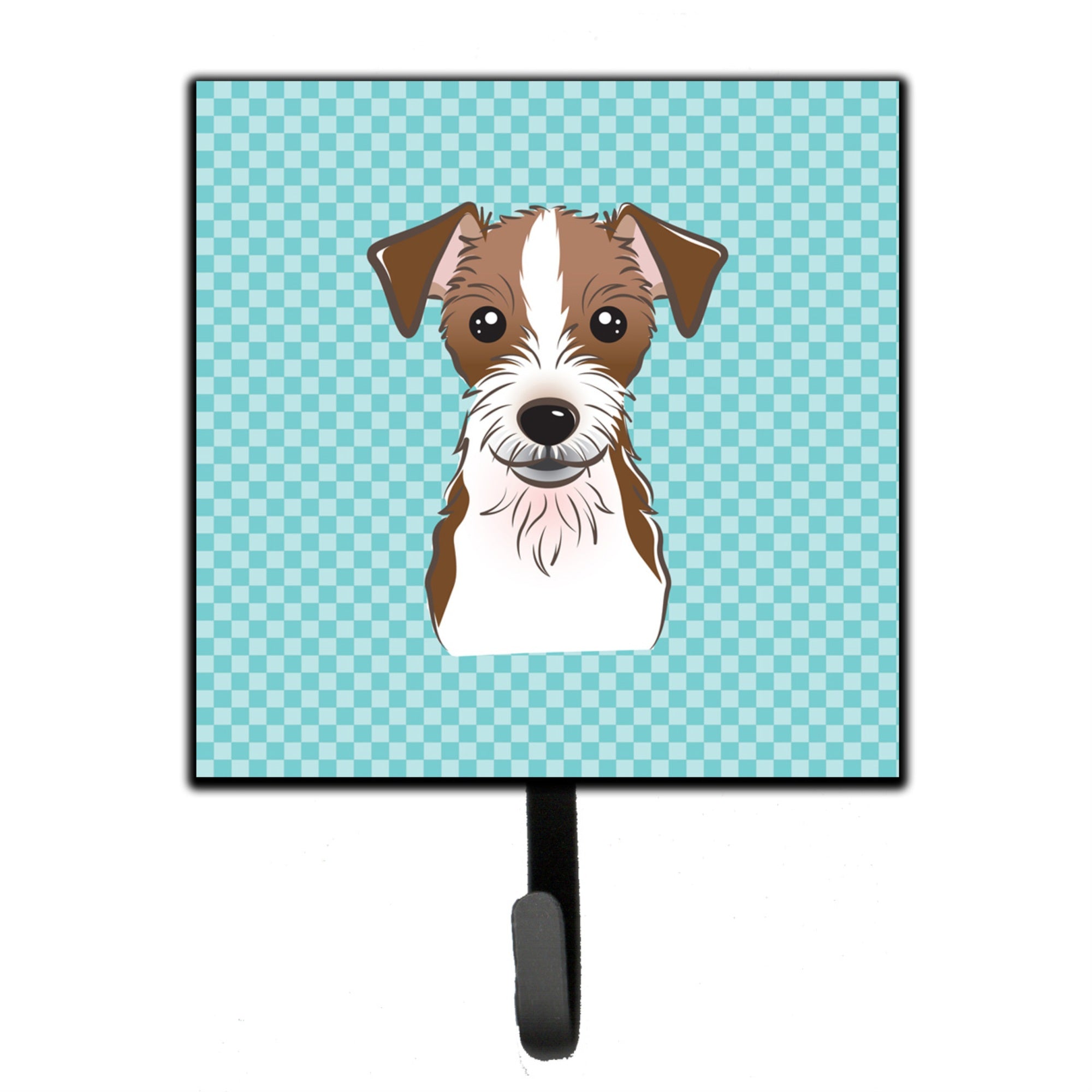 Caroline'S Treasures Bb1140Sh4 Checkerboard Blue Jack Russell Terrier Leash Or Key Holder, Small, Multicolor